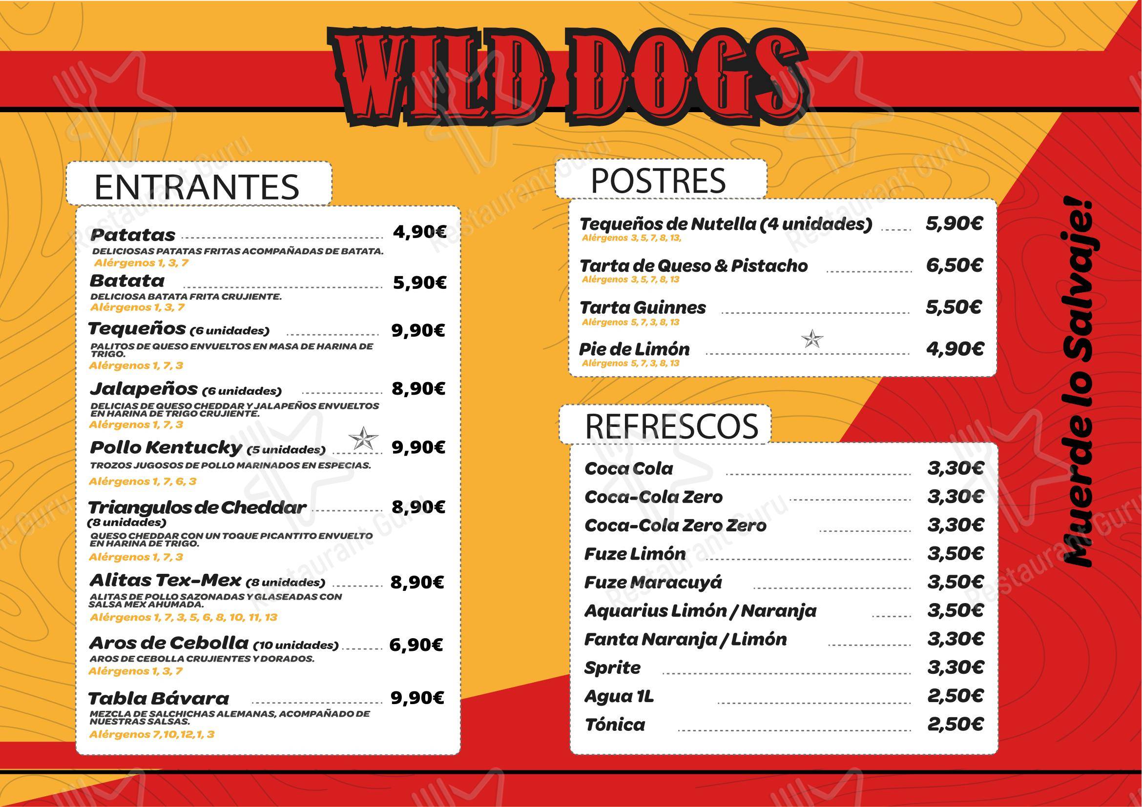 Меню ресторана Wild Dogs - Меню напитков