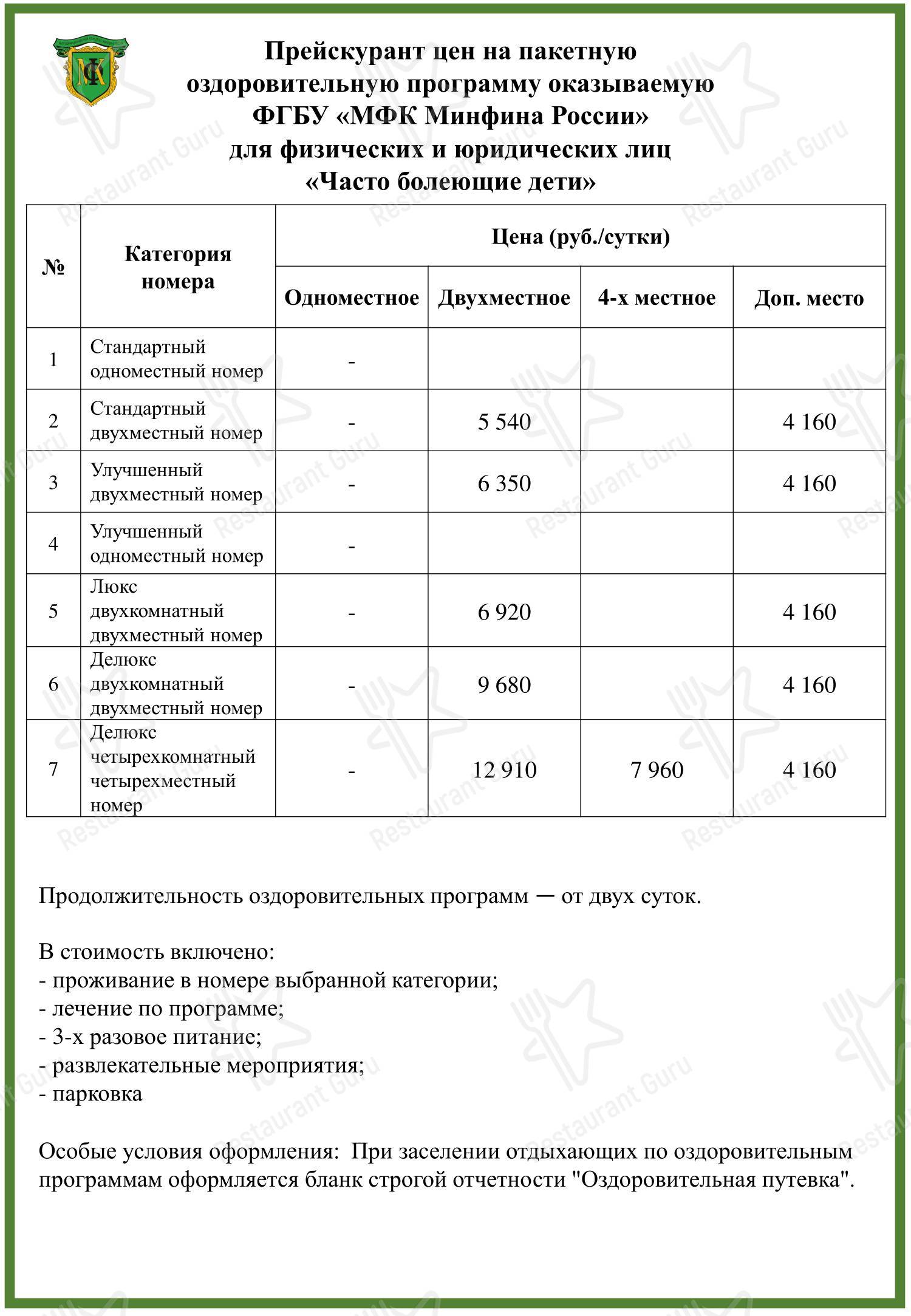 Меню напитков кафе Зимний сад в Домодедово