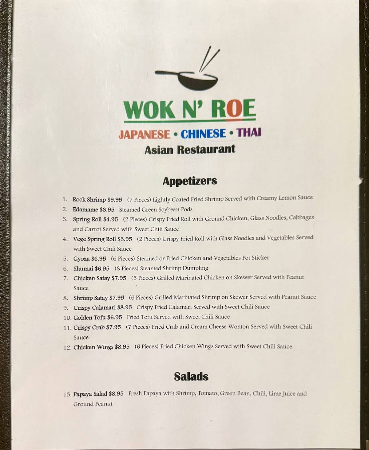 Wok N’ Roe меню