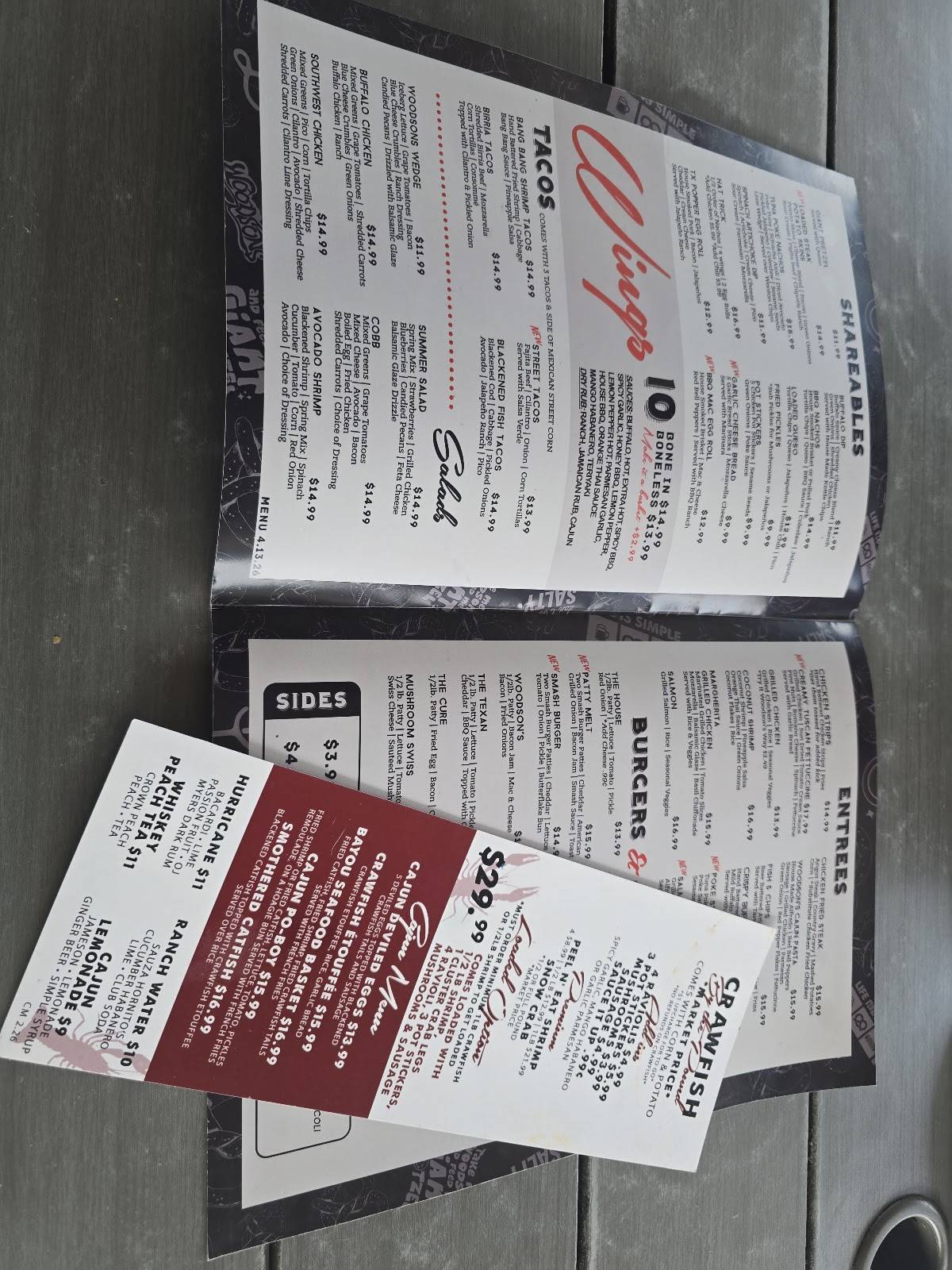 Woodson's Local Tap + Kitchen (Grand Parkway) меню