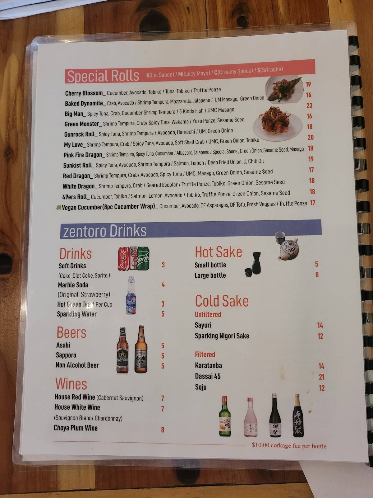 Zen Toro Japanese Bistro меню