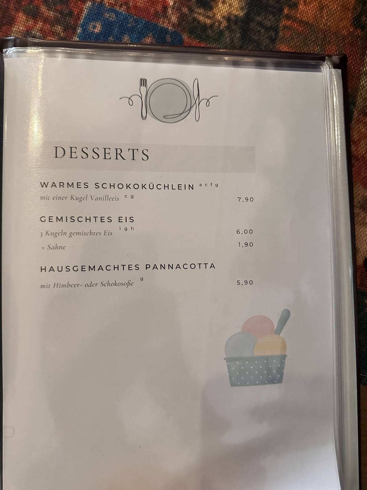 Zum Vater Rhein меню