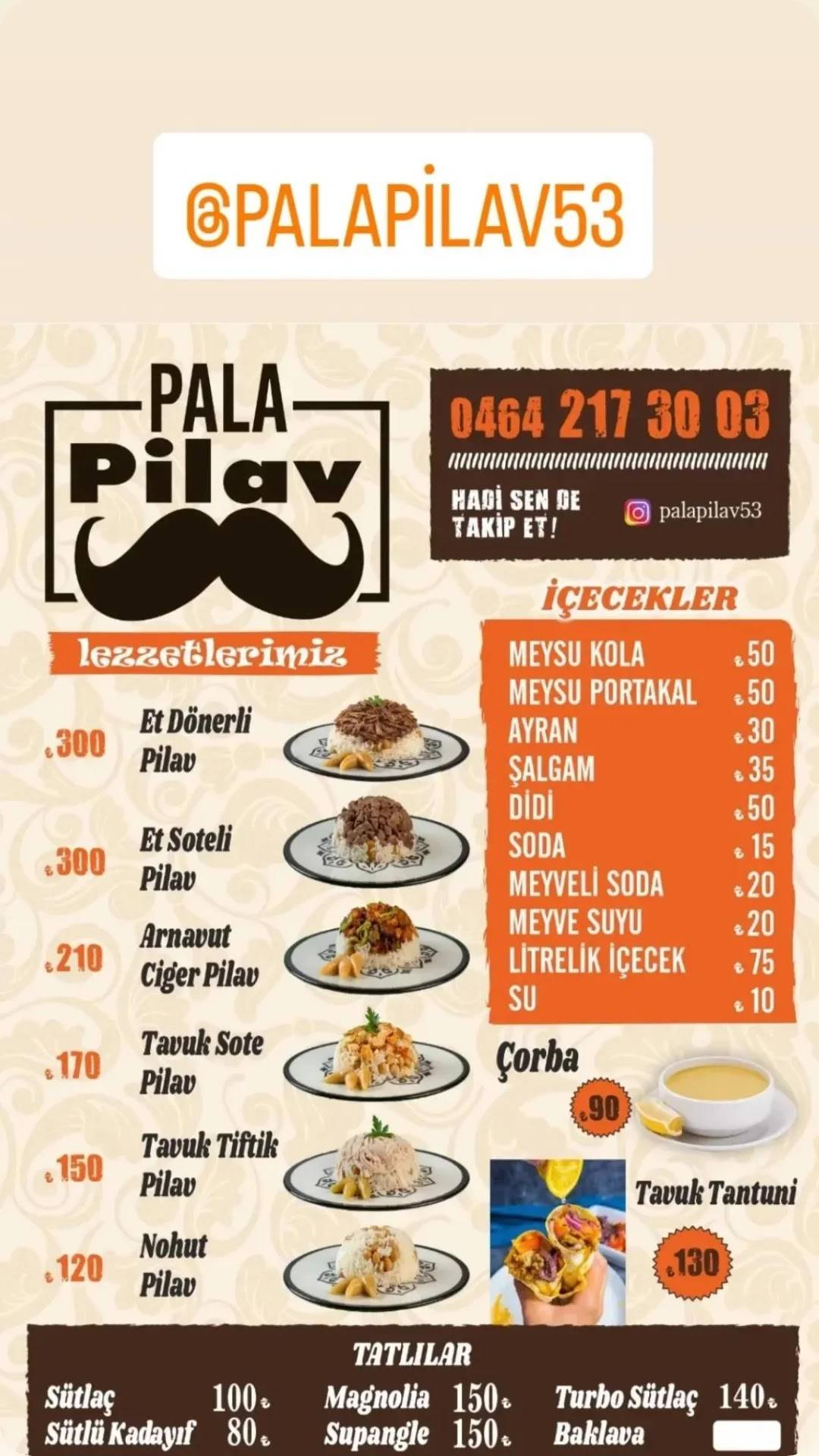 pala pilav меню