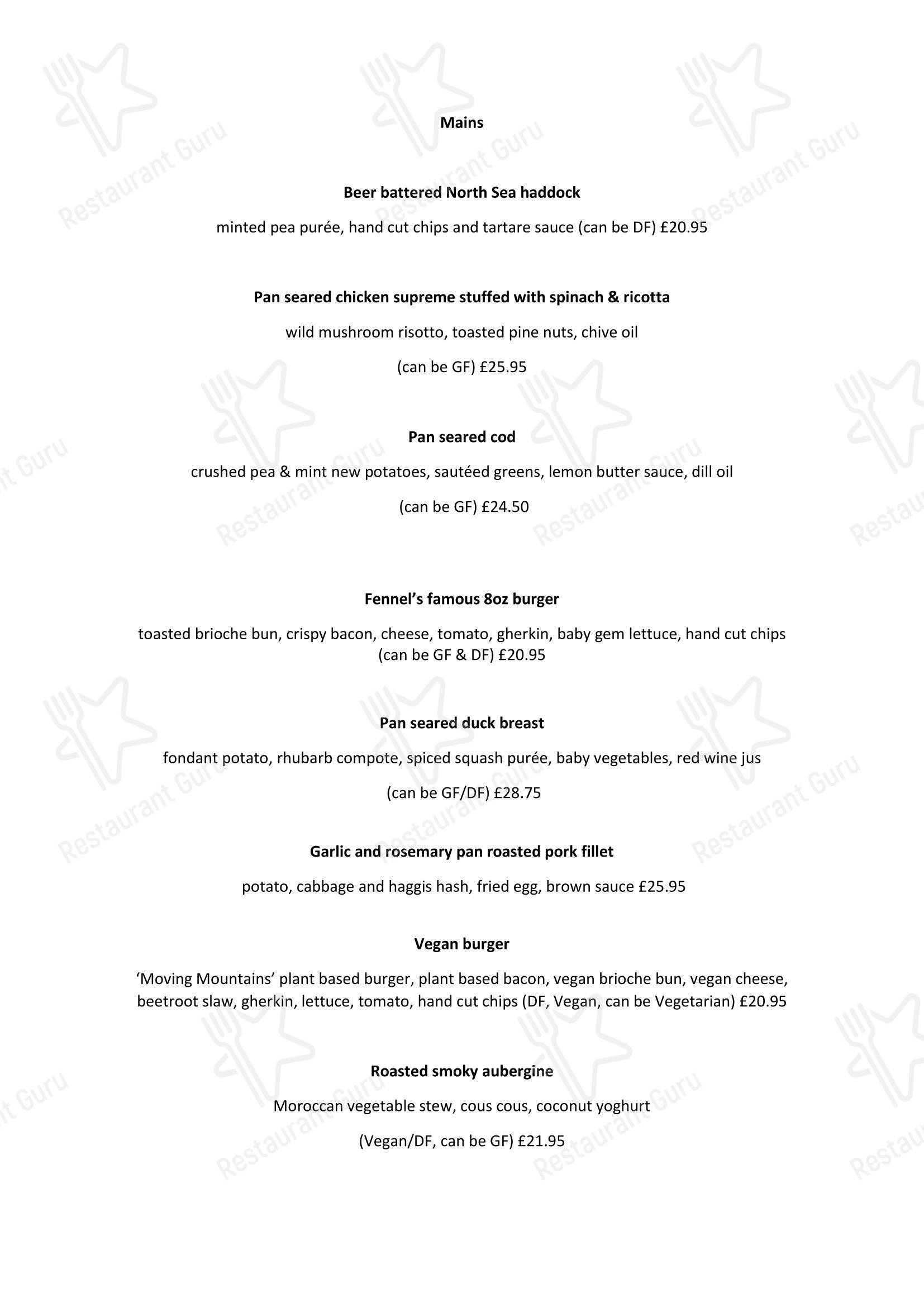 Wine Menu ресторана Fennel Restaurant в Инверури