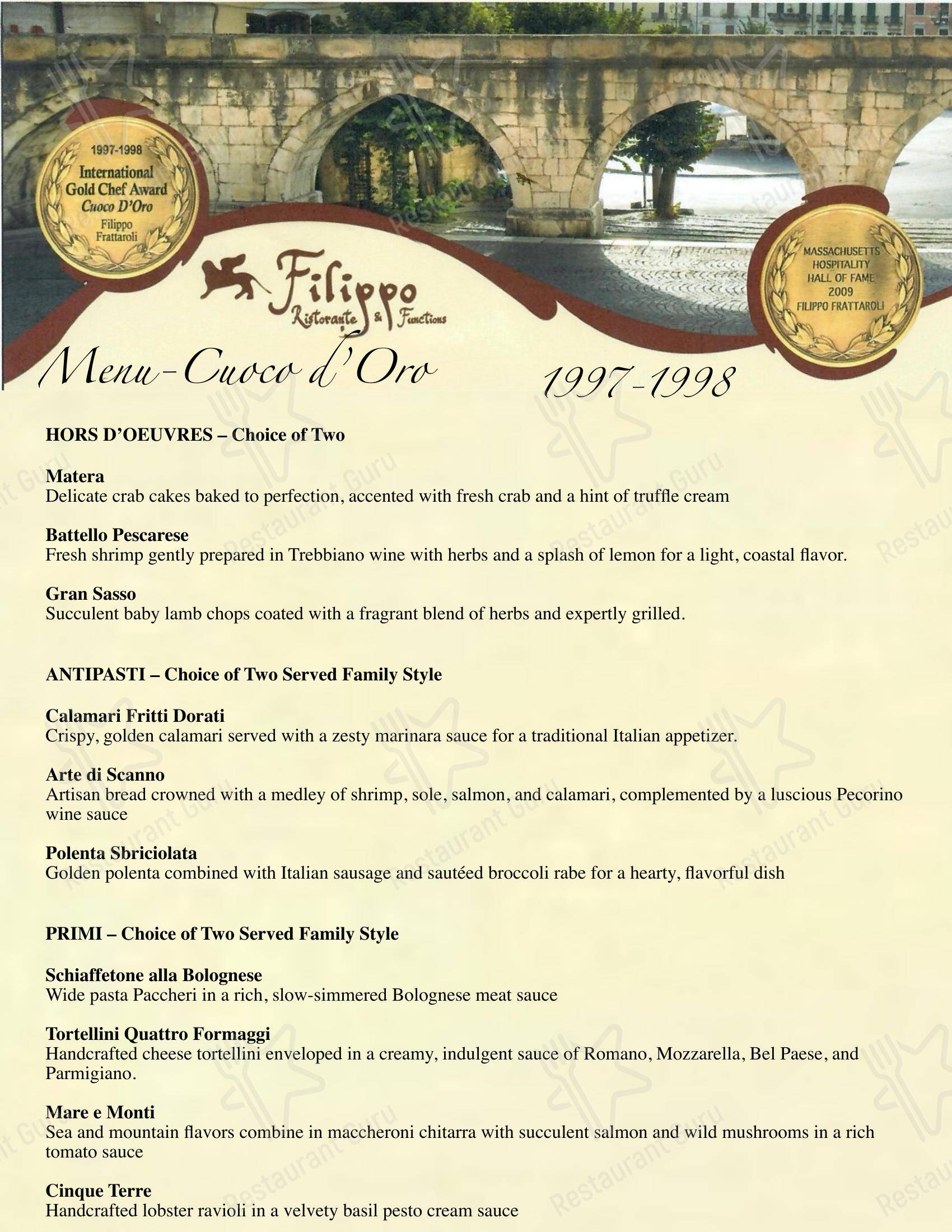 Меню ресторана Filippo Ristorante & Bar - Меню напитков