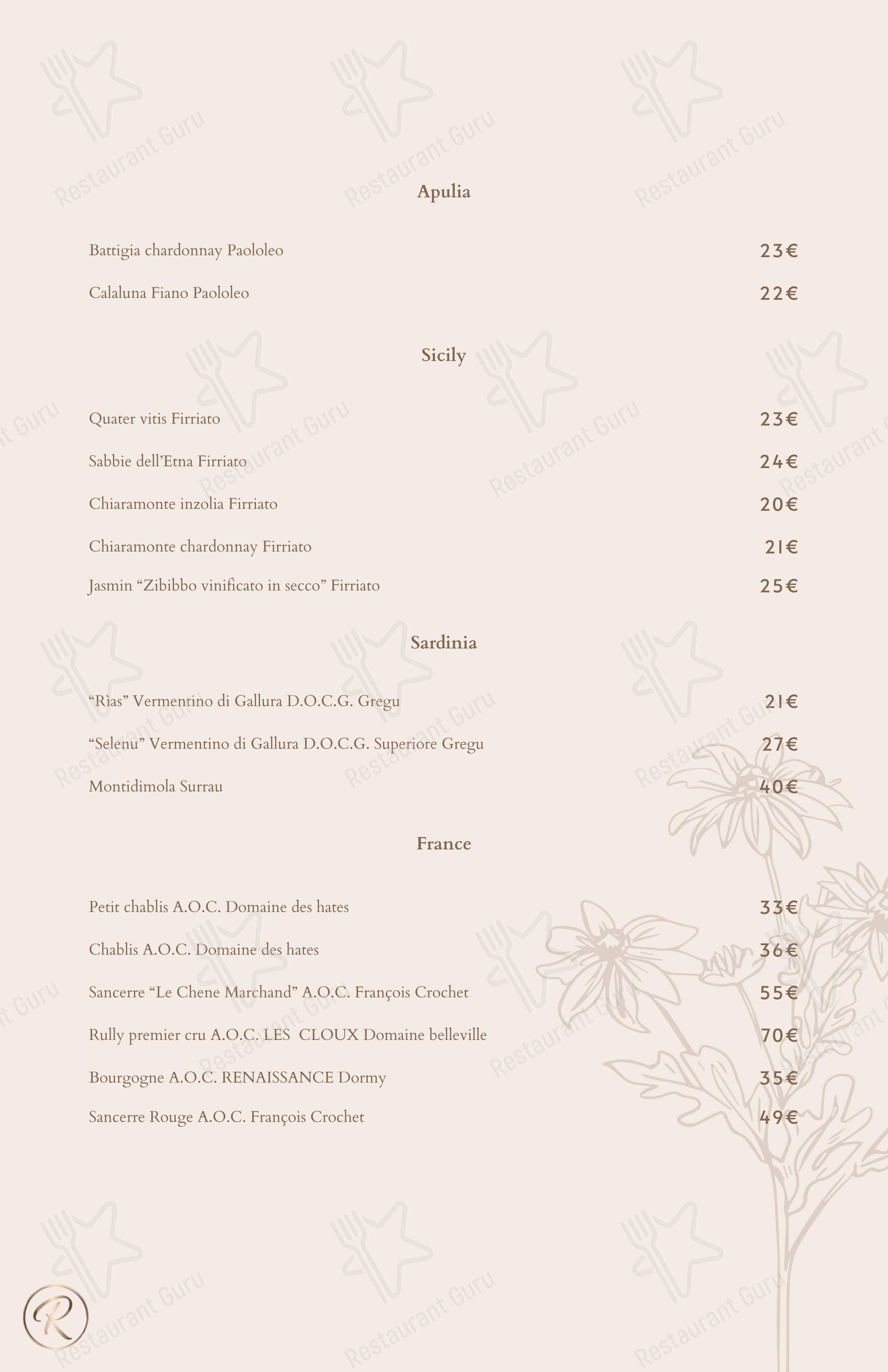 Меню напитков ресторана Green Reserva - Restaurant & Pizzeria в Риме