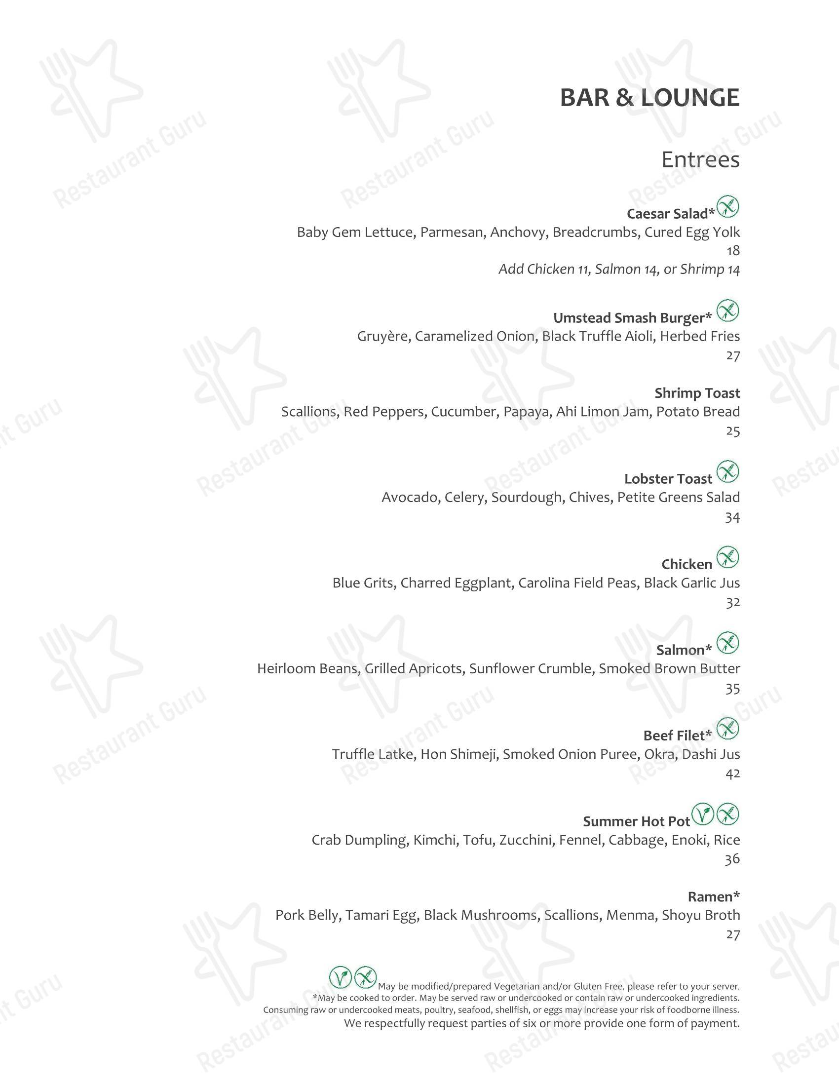 Buffet Menu ресторана Herons в Кэри