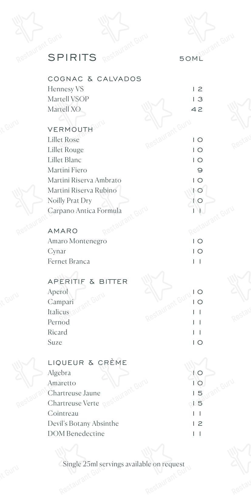 Wine Menu ресторана LEYDI в Лондоне