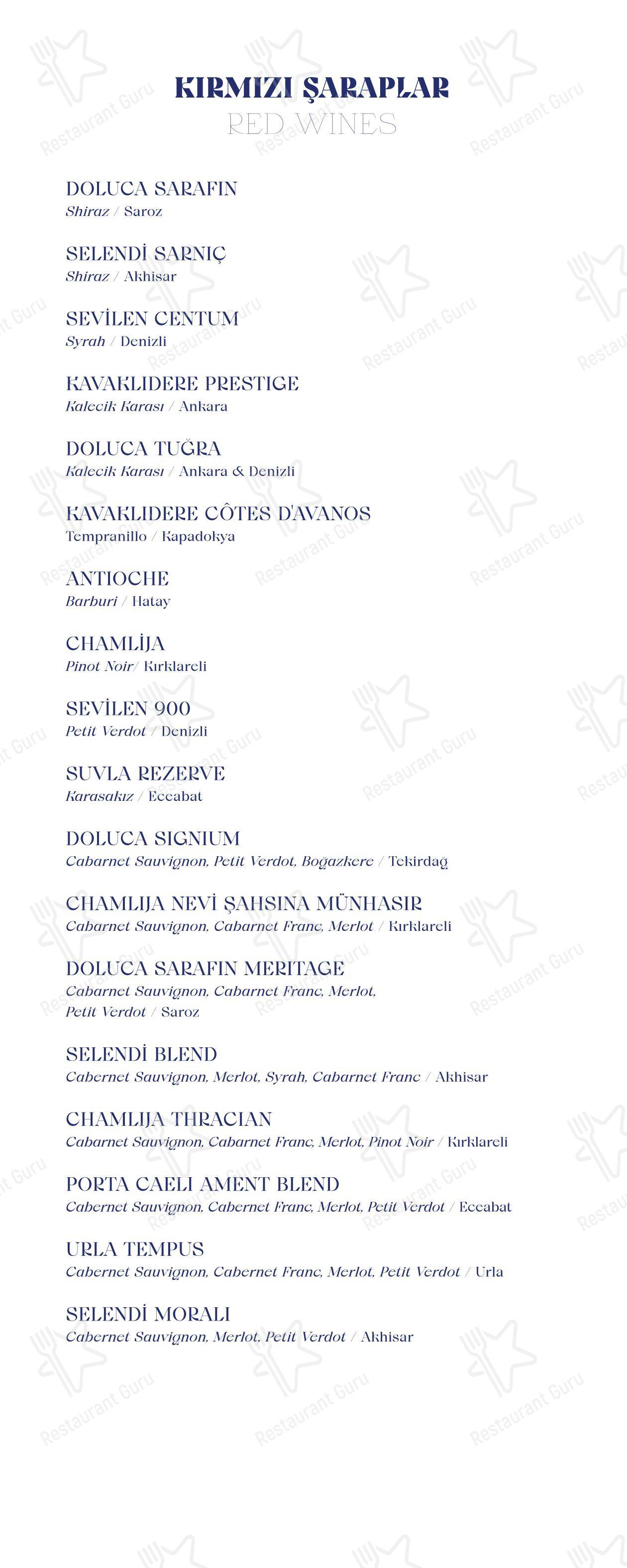 Lunch Menu ресторана Madera İstanbul в Стамбуле