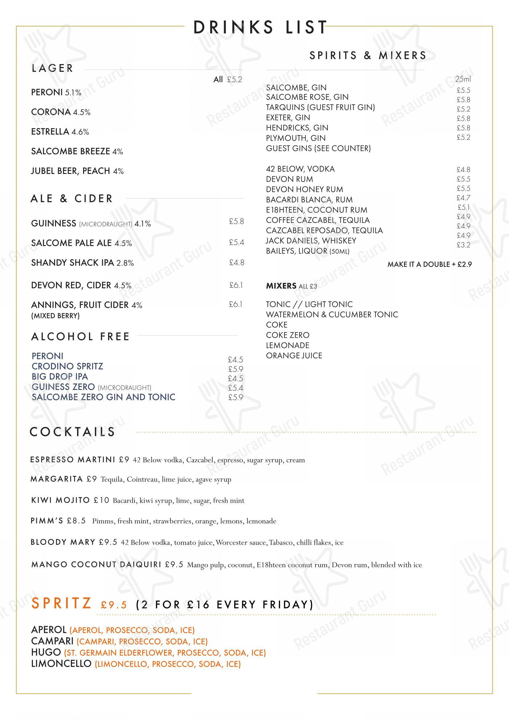 Меню кафе Mango’s Cafe - Основное меню
