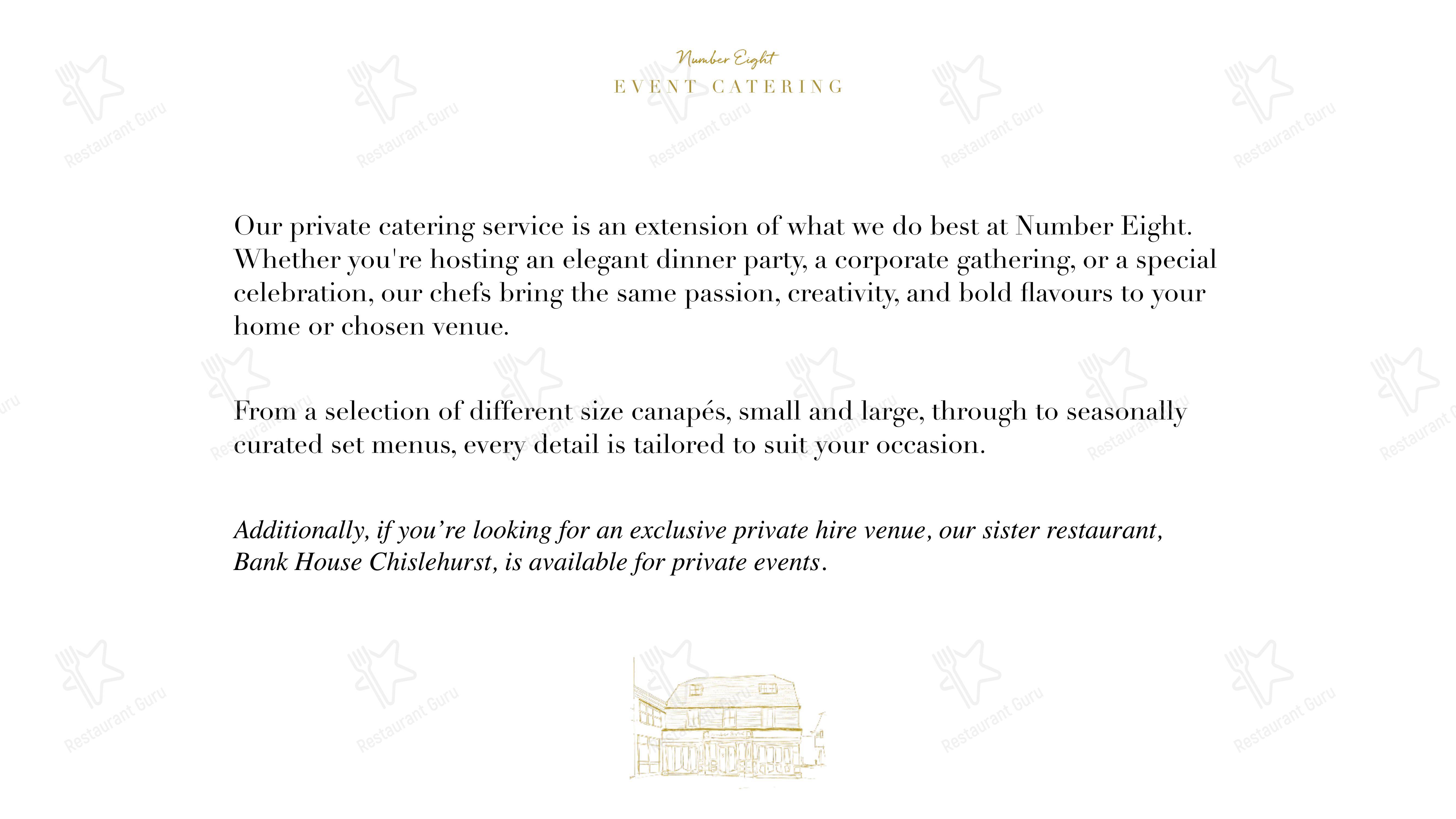 Number Eight в Севеноксе - Menu bistro