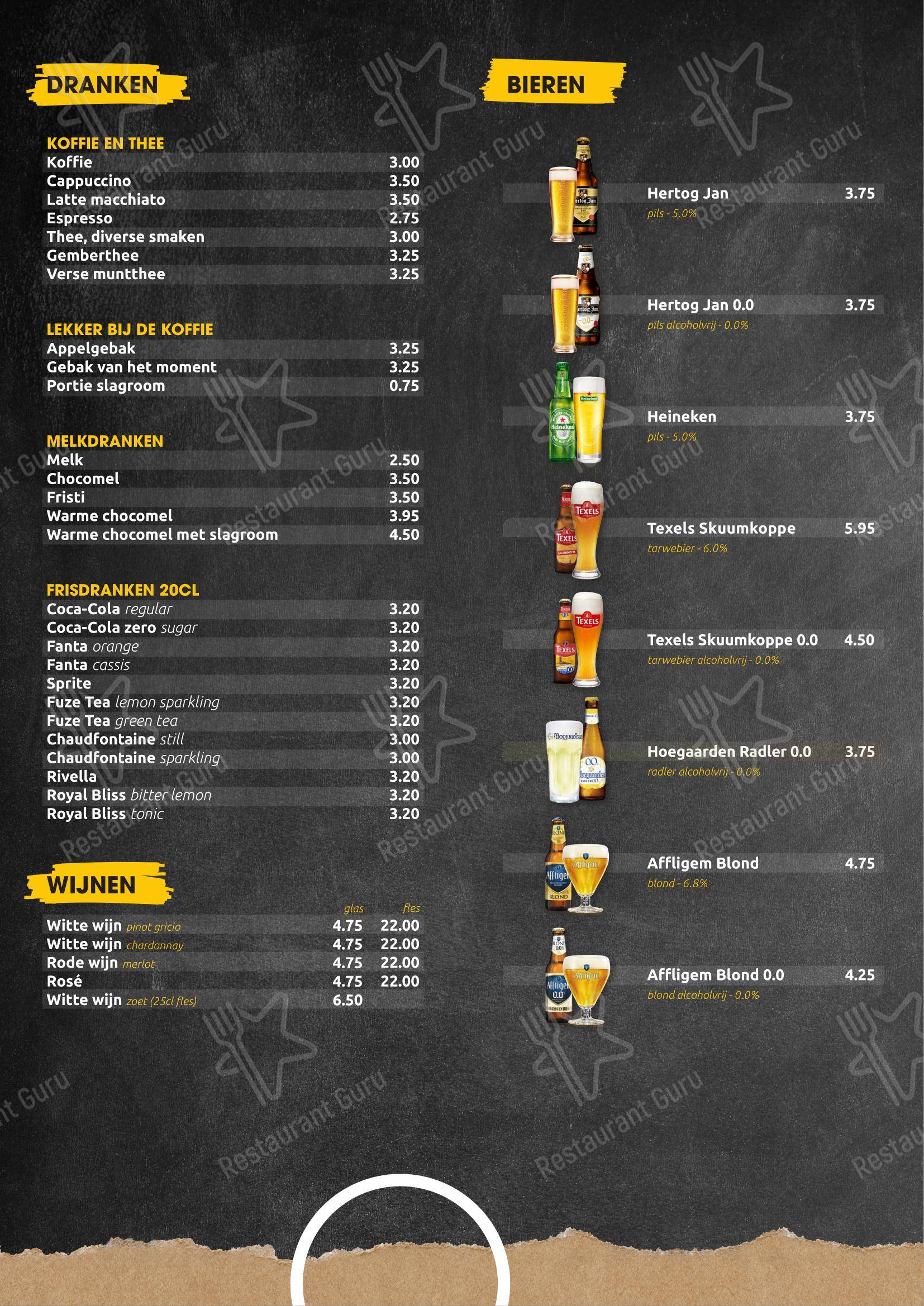 Меню кафетерия Restaria Appelscha - Takeaway Menu