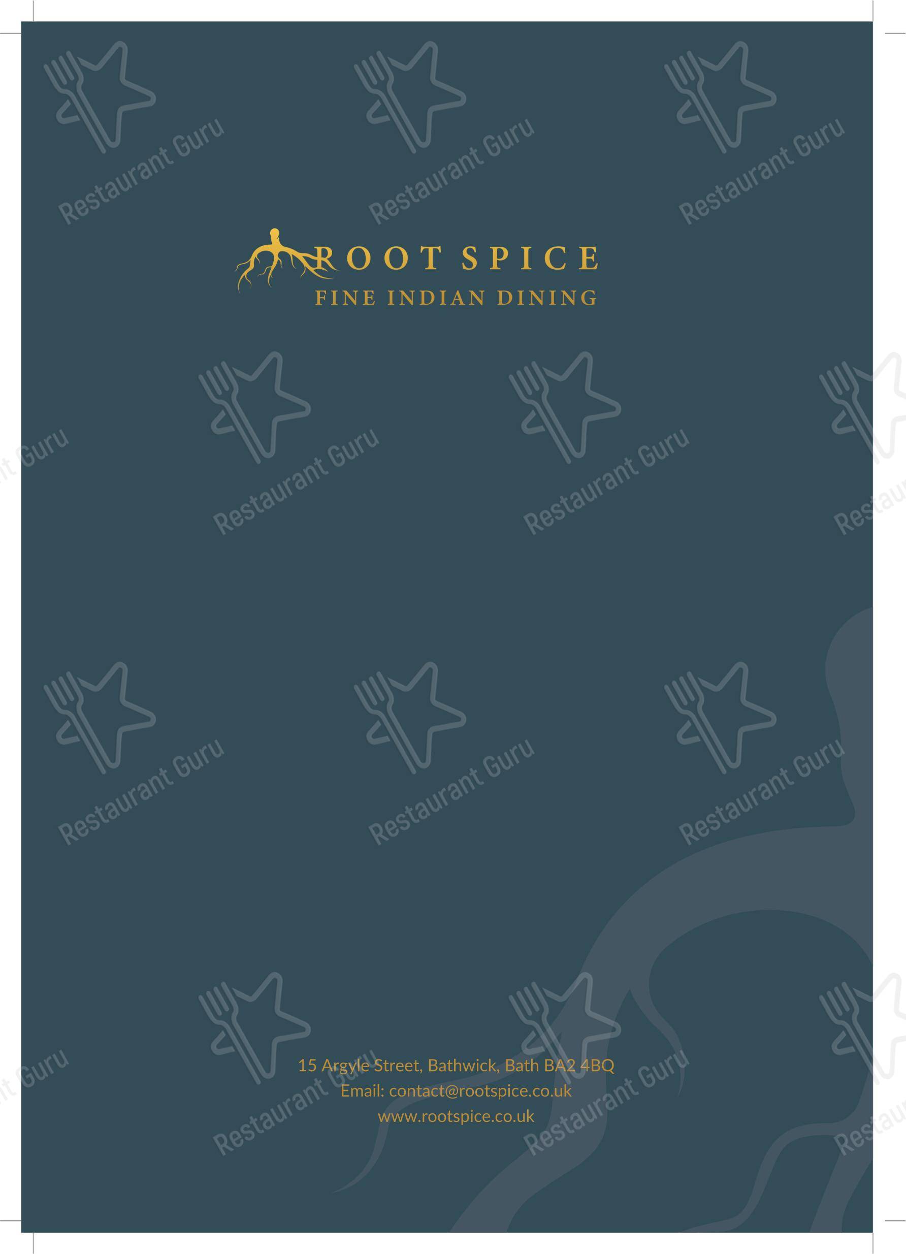 Меню ресторана Root Spice