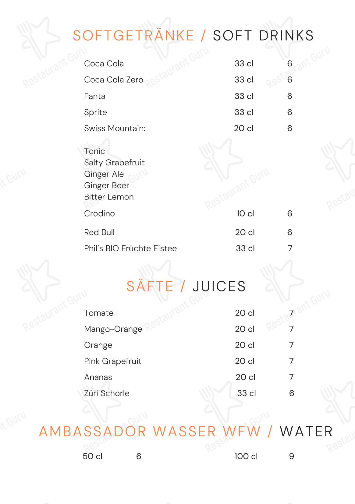 Silk - Restaurant & Bar в Цюрихе - 菜单