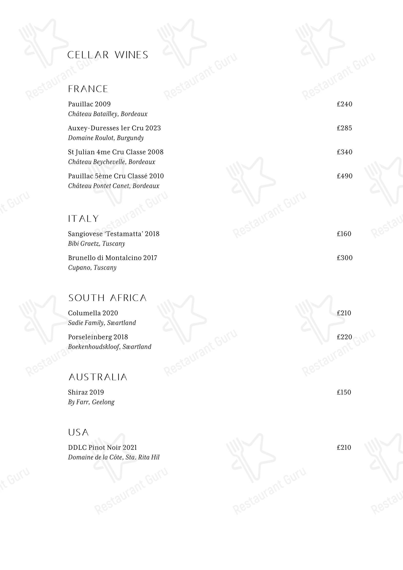 菜单 ресторана Spring Restaurant в Лондоне