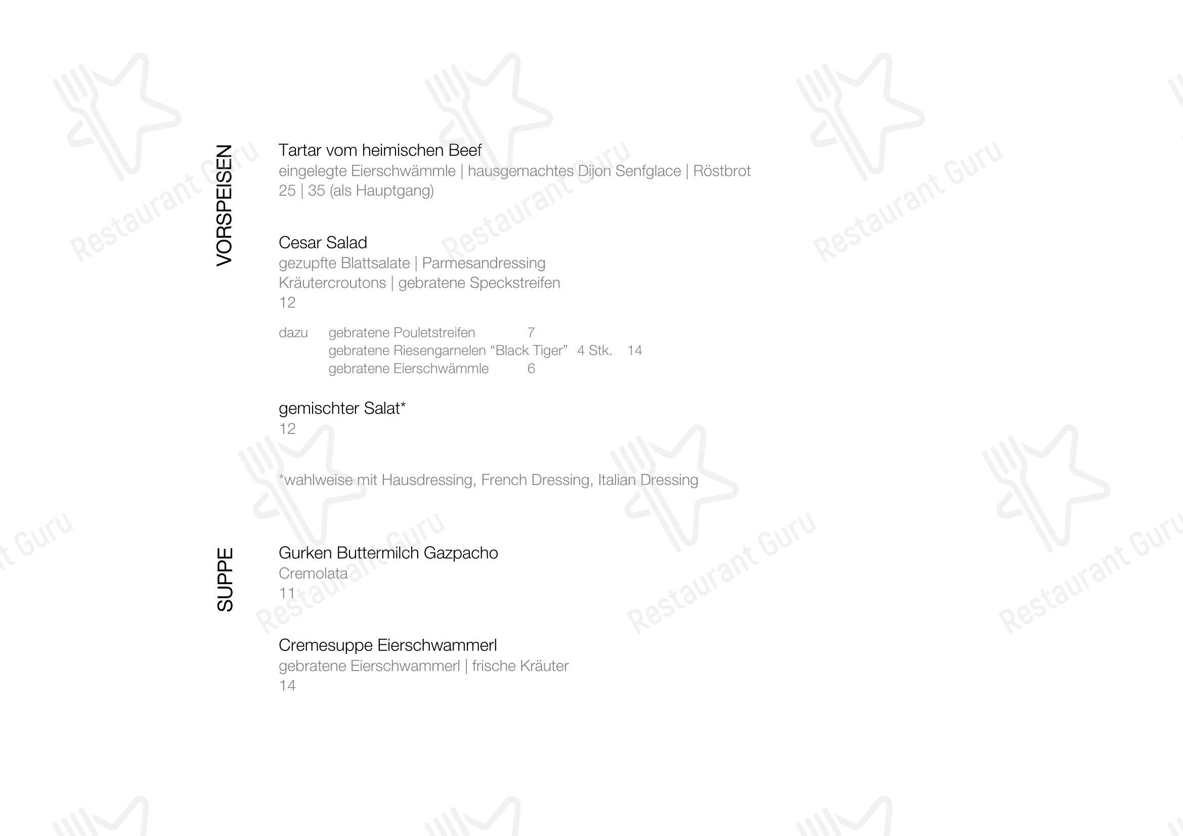 tenn Restaurant в Руггелле - Меню