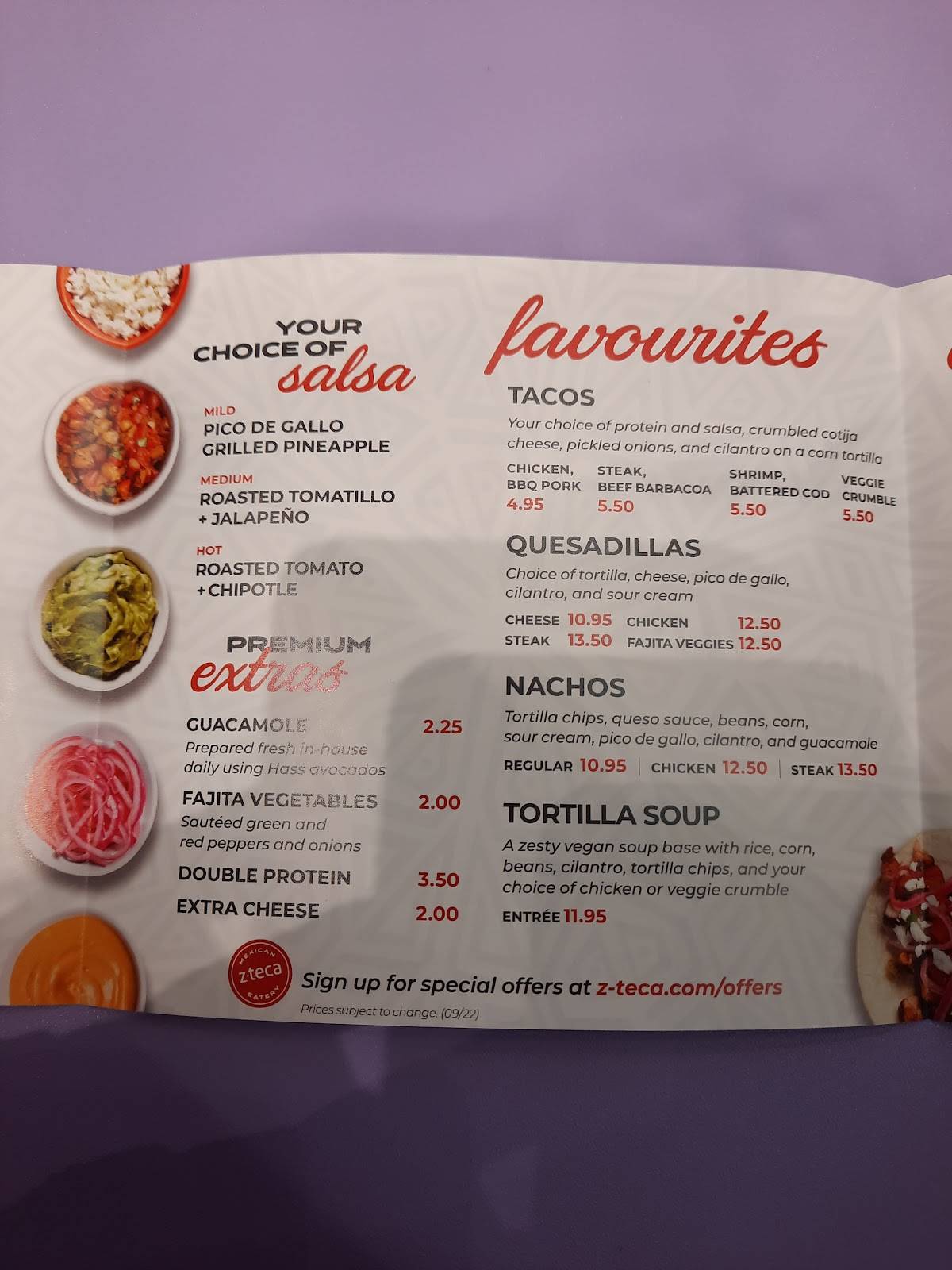 z-teca Mexican Eatery (York Lanes) меню