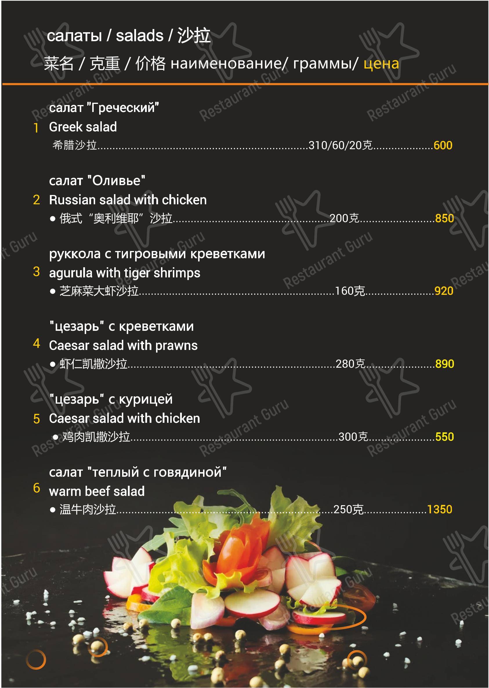 Меню кафе Appetite в Yakhroma