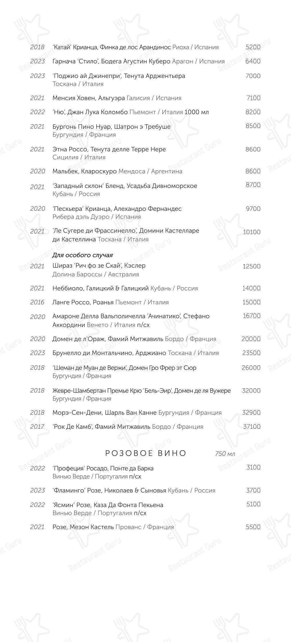 Меню ресторана Беллини - Коктейльная карта
