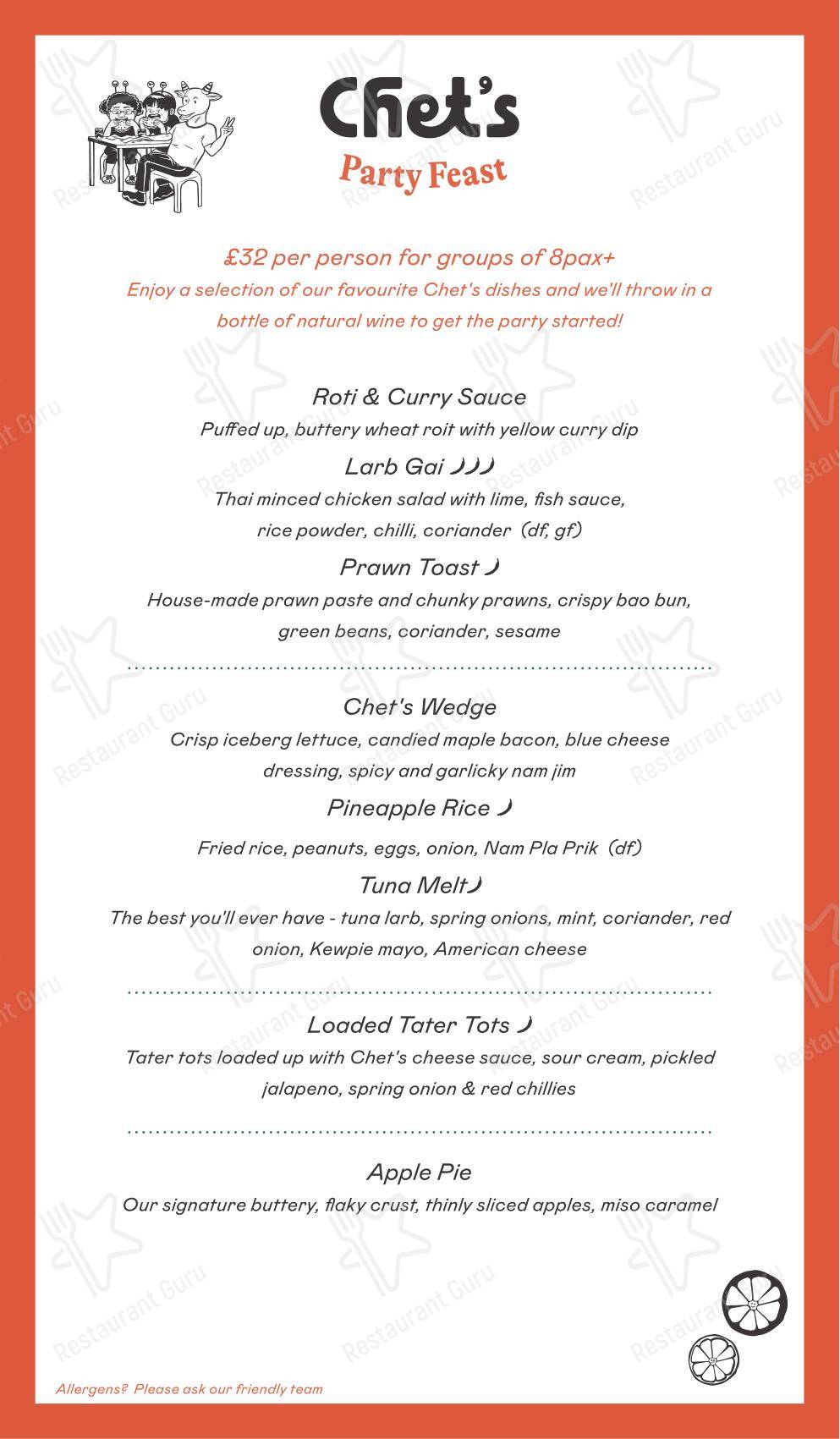 Chet's в Лондоне - Wine Menu