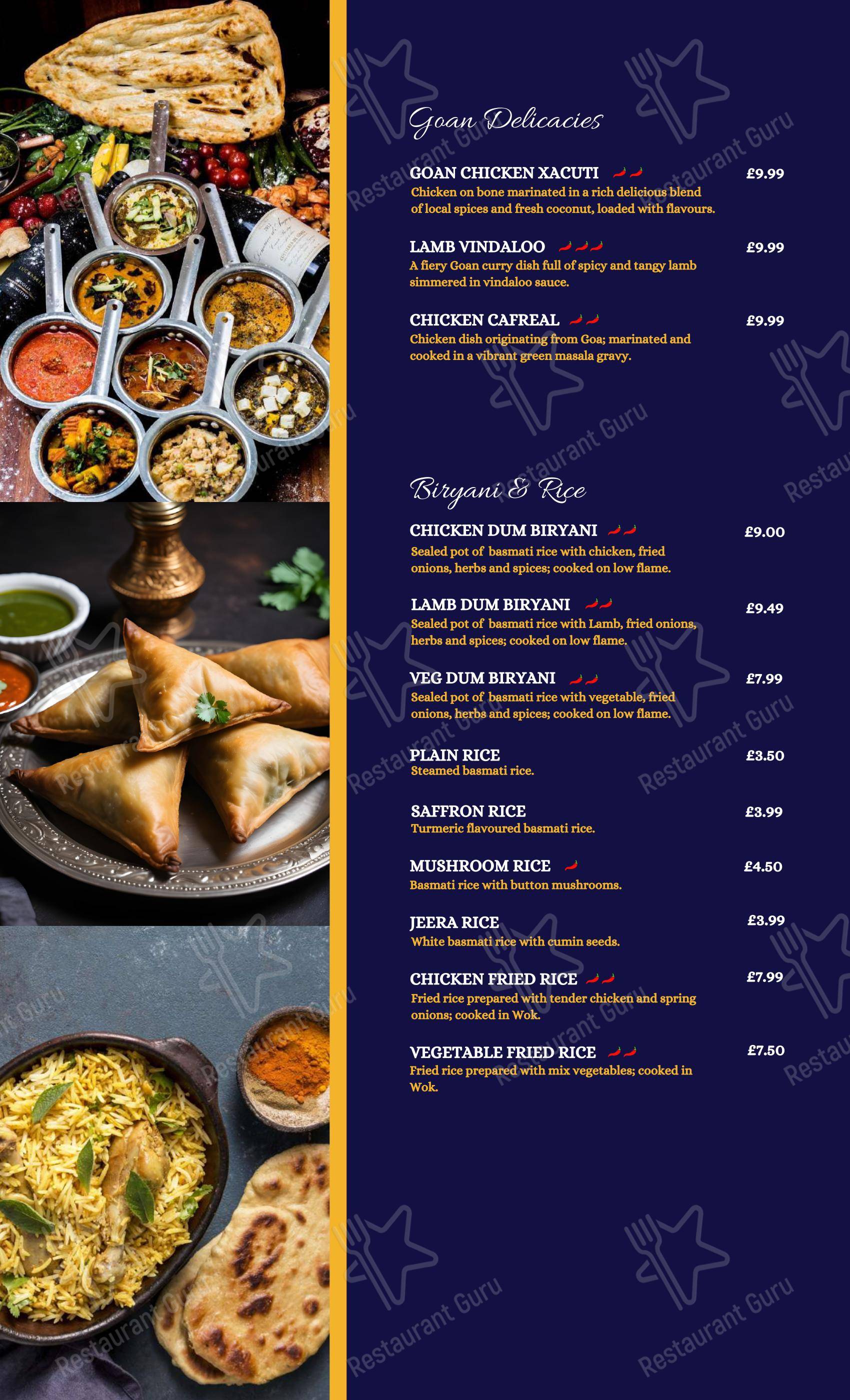 Меню напитков ресторана Curry Rasoi Reading Indian Restaurant