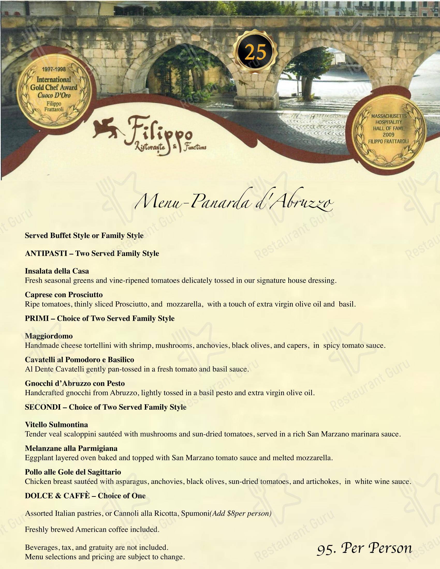 Filippo Ristorante & Bar в Бостоне - Меню напитков