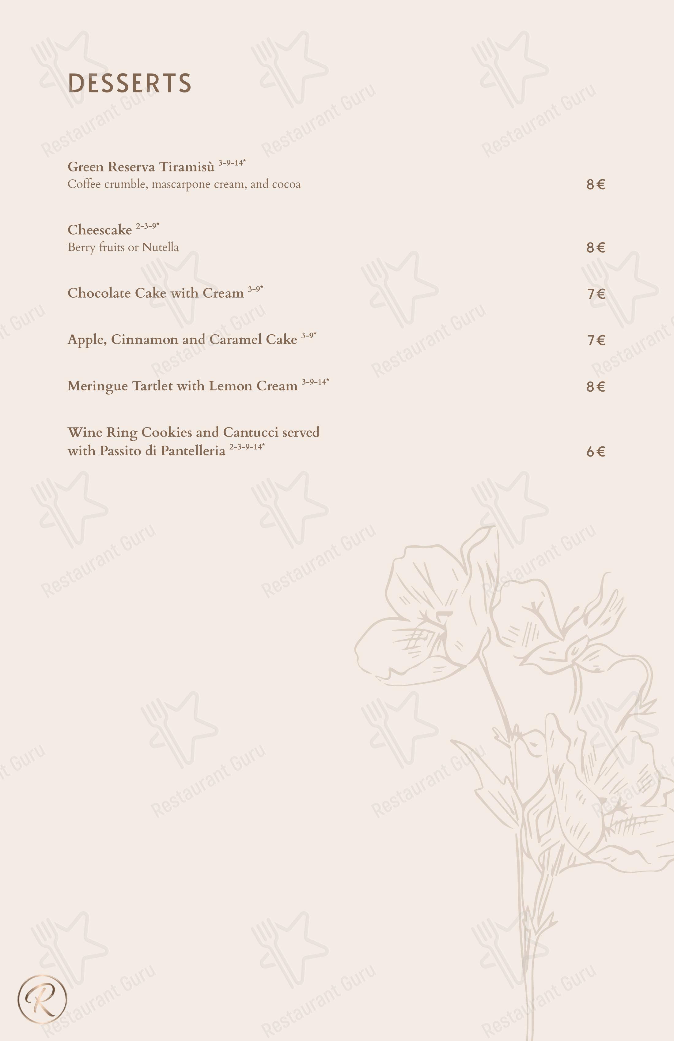 Меню ресторана Green Reserva - Restaurant & Pizzeria - Меню напитков