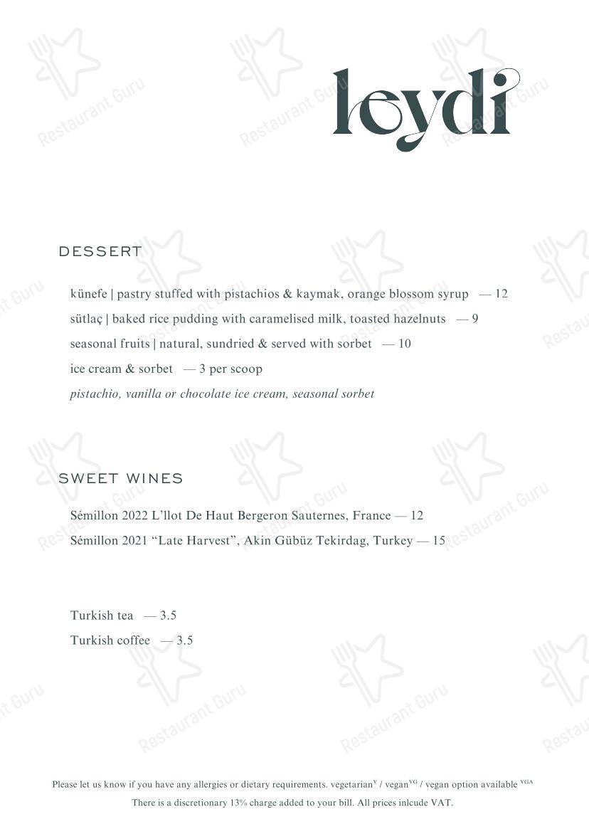LEYDI в Лондоне - At Home Catering Menu