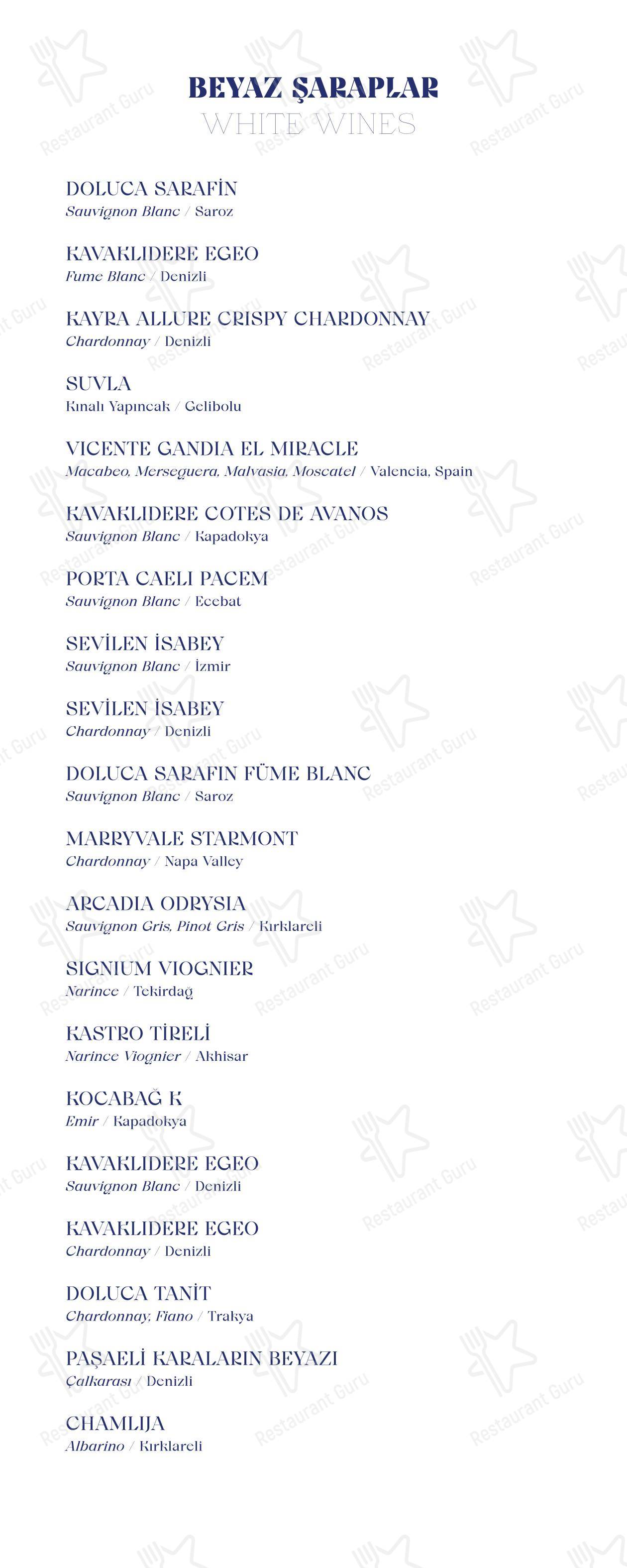 Lunch Menu ресторана Madera İstanbul