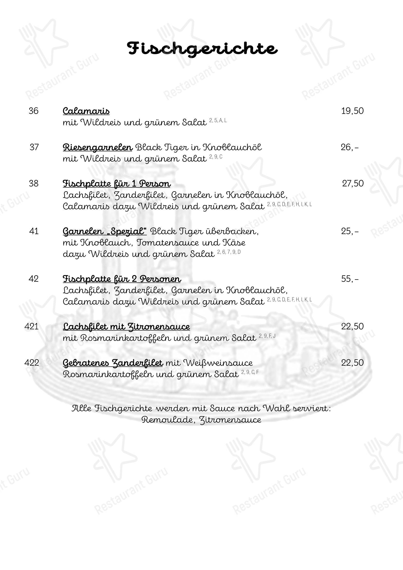 Меню напитков ресторана Restaurant Delphi в Ланштайне