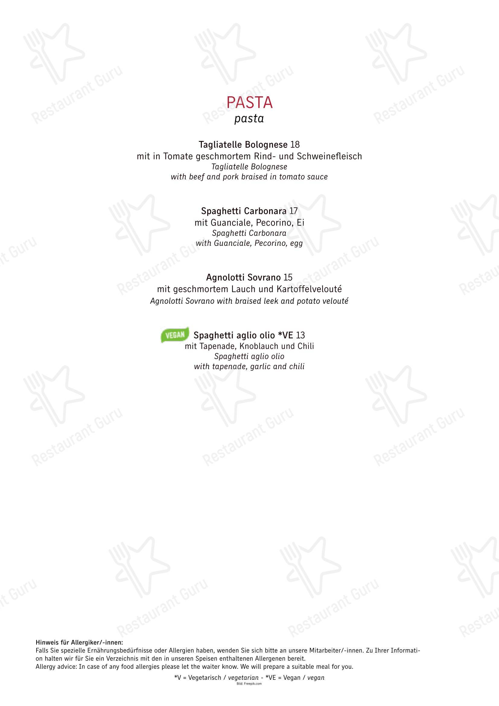 Restaurant musics в Кемптене - Меню