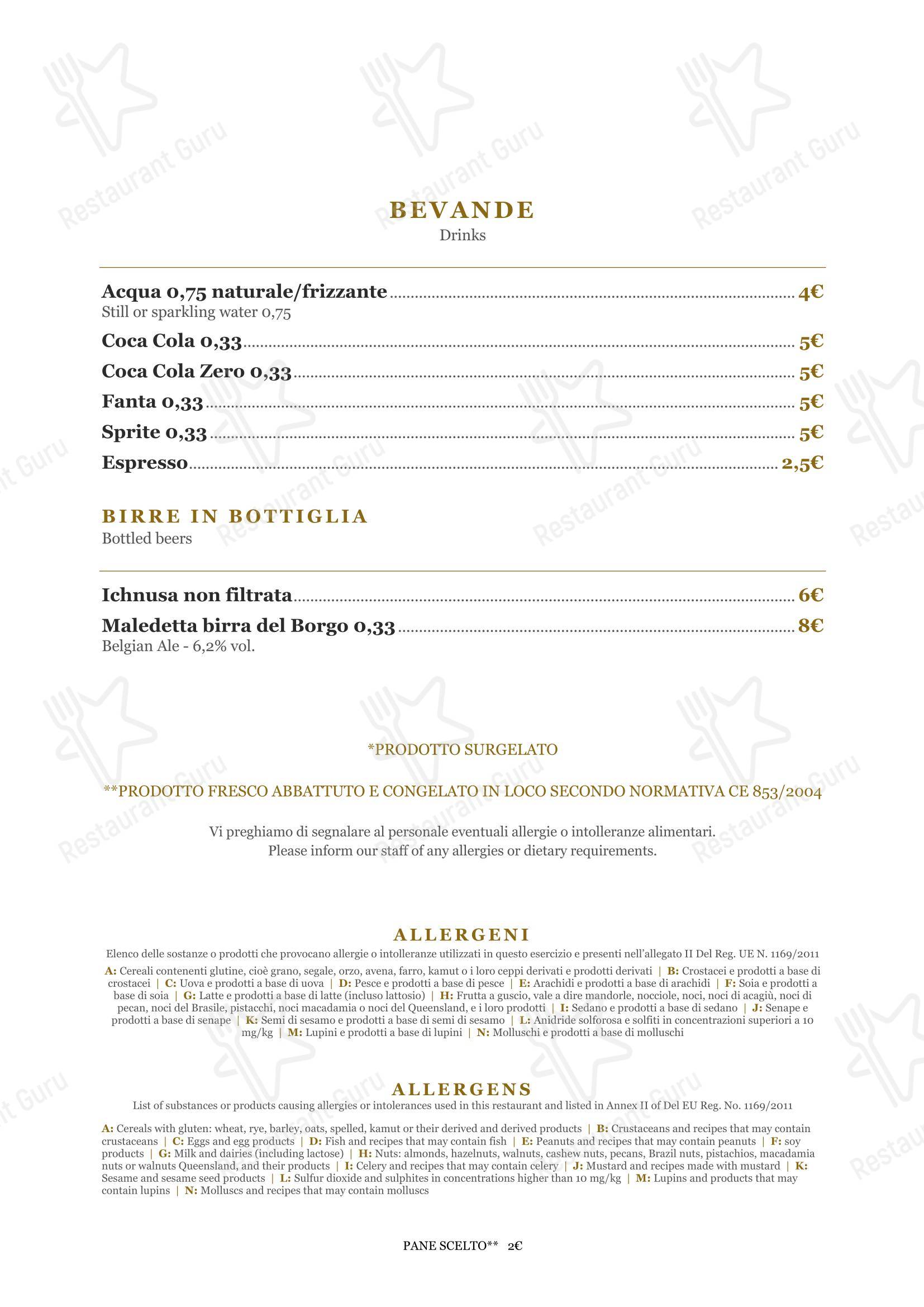 Меню ресторана Ristorante-Pizzeria 