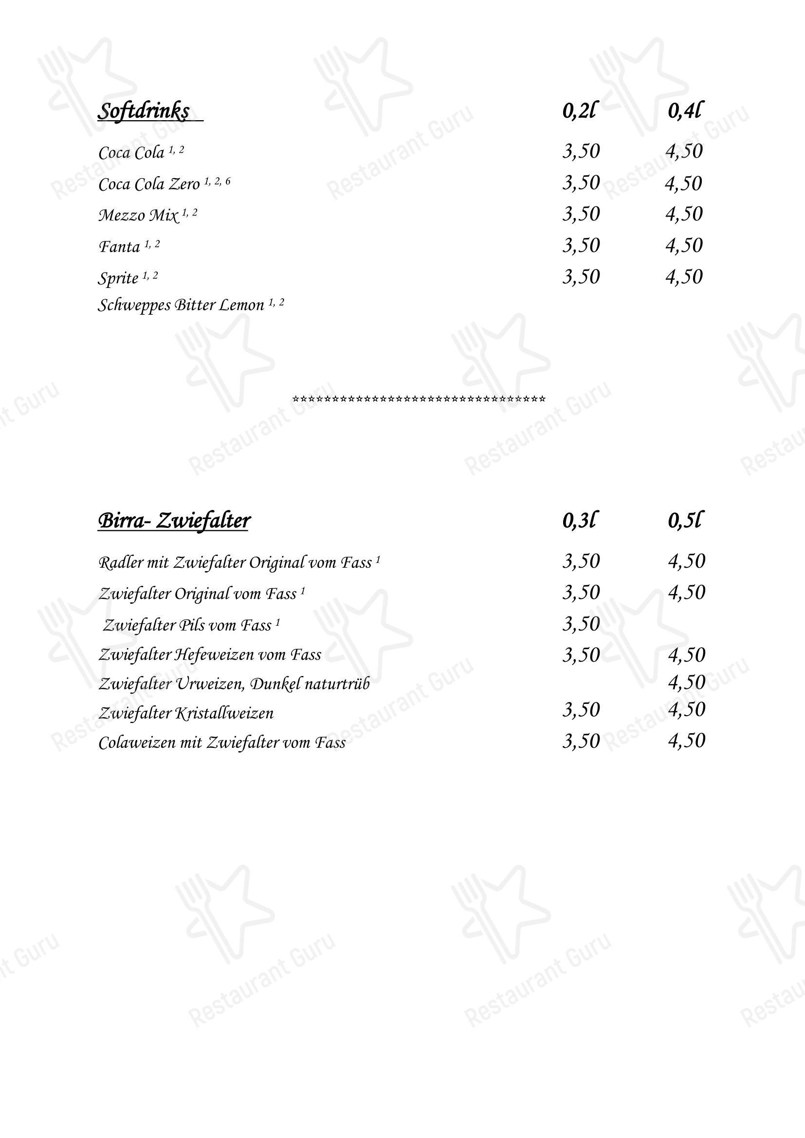 Ristorante Da Maria в Пфуллингене - 菜单