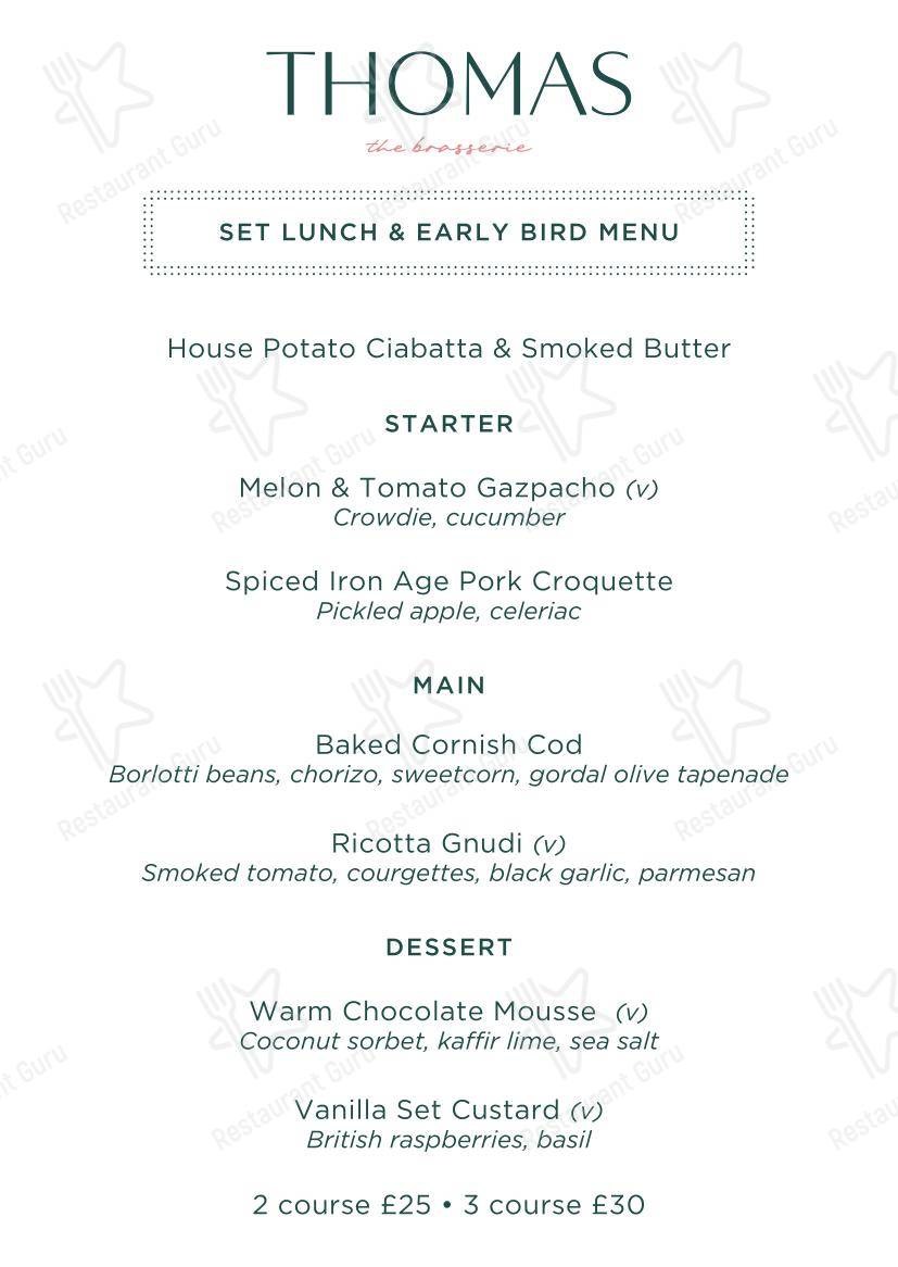 Thomas в Кардифф - Group Booking Menu