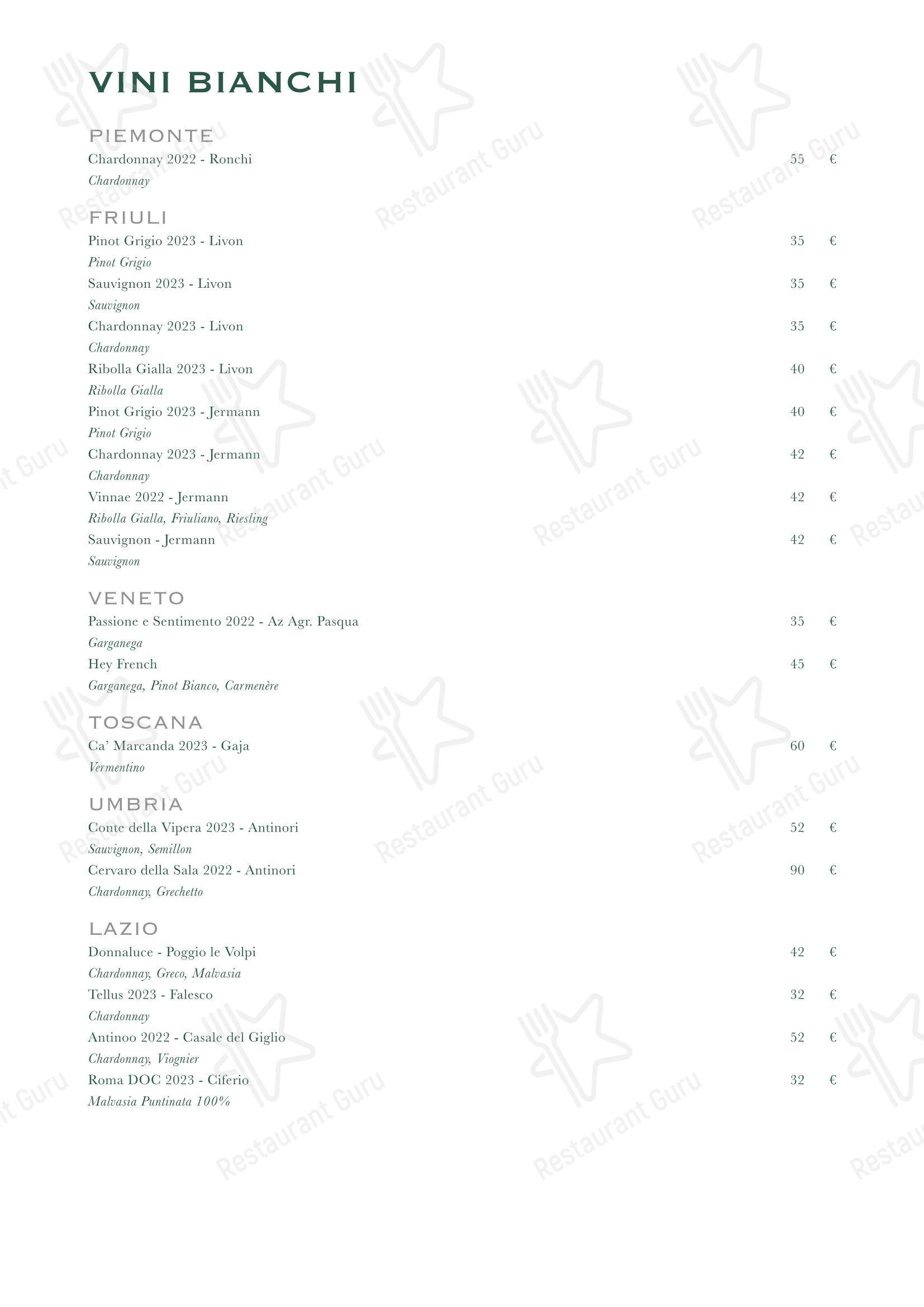 Меню ресторана Trattoria Stendhal Roma