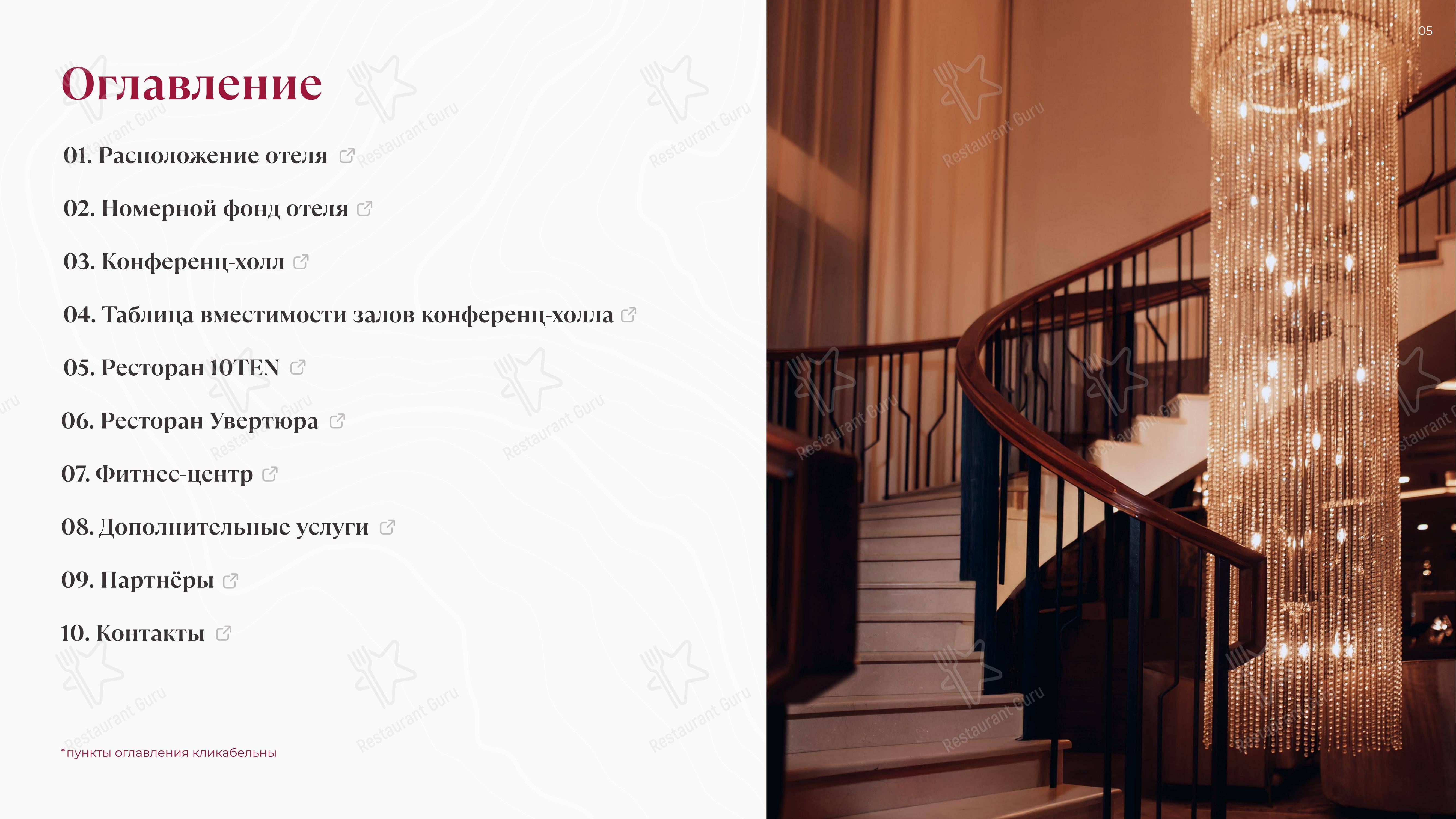 Меню ресторана Увертюра