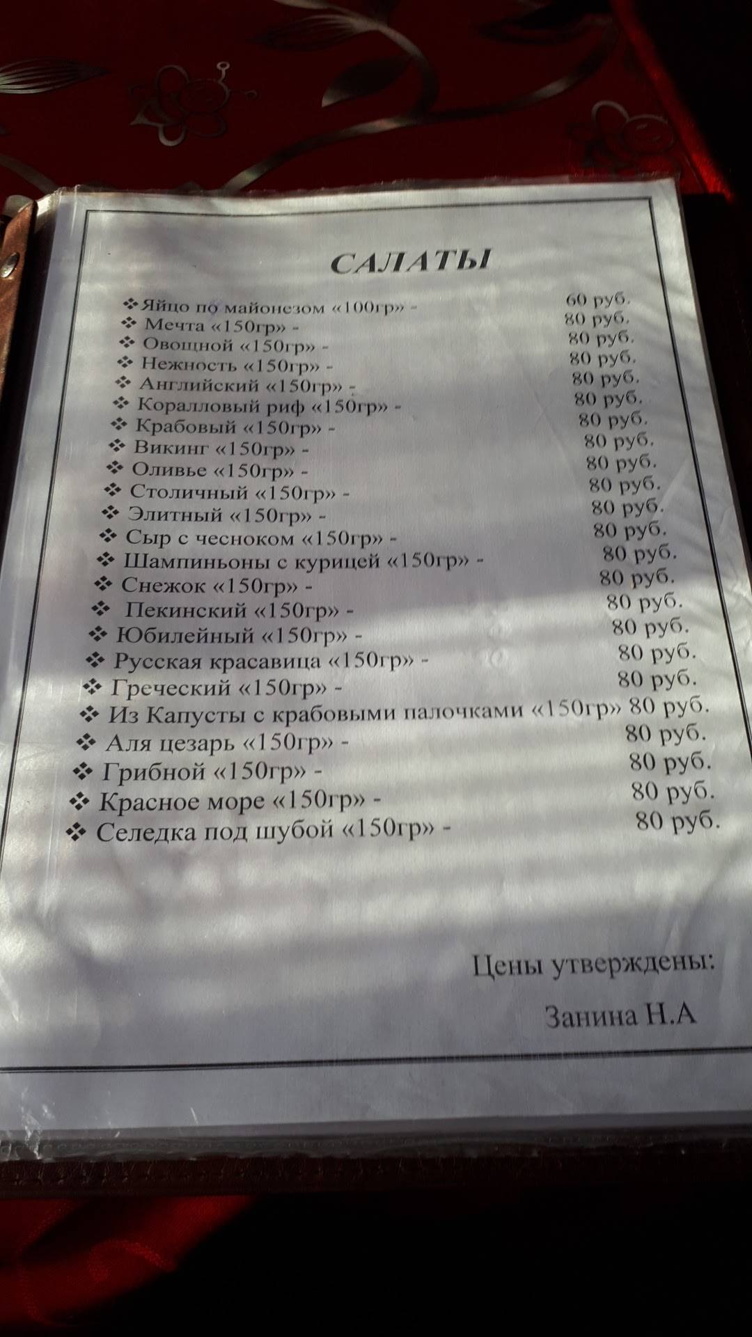 Мандарин меню