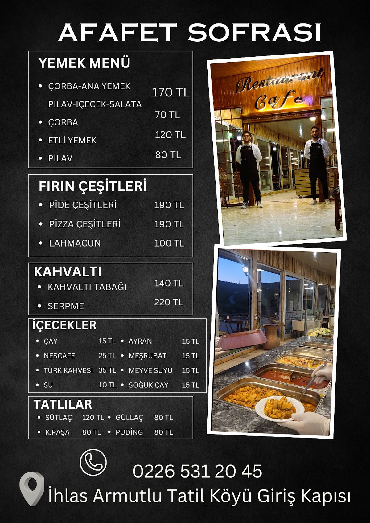 AFAFET RESTORAN меню