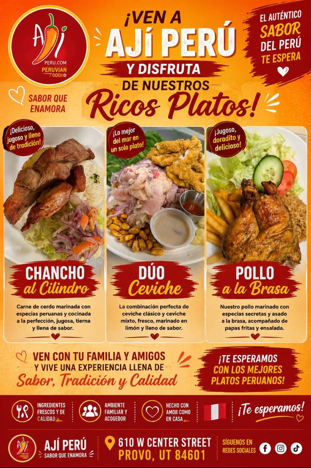 AJI PERU PROVO меню