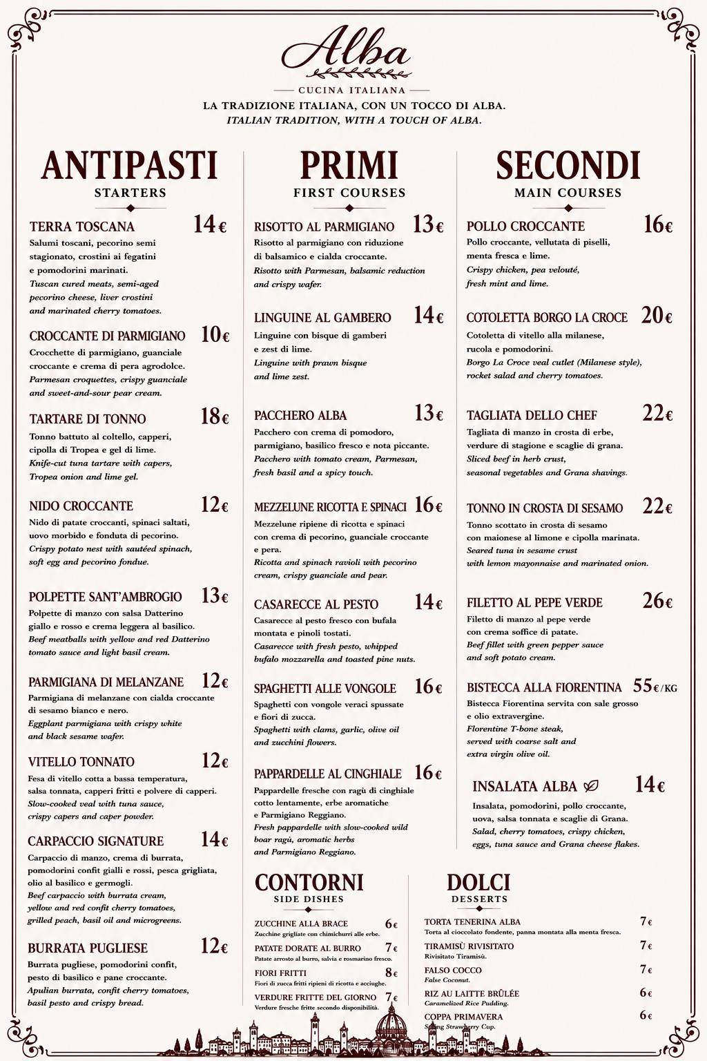 ALBA Ristorante меню