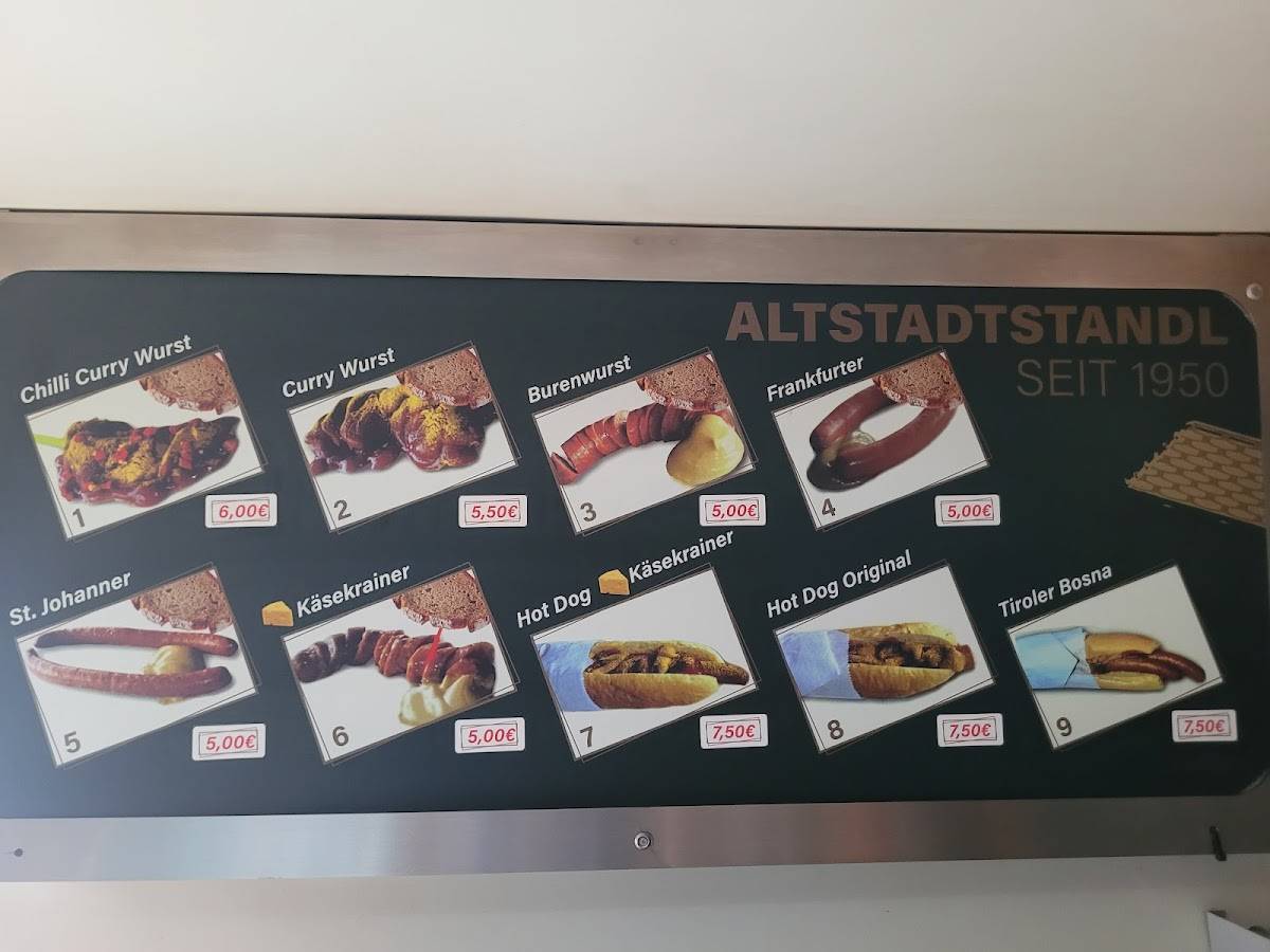 ALTSTADTSTANDL s'Original меню
