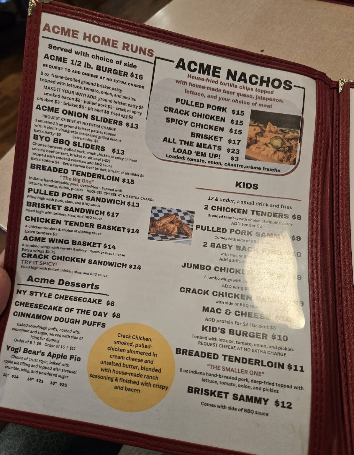Acme Bar & Grill меню