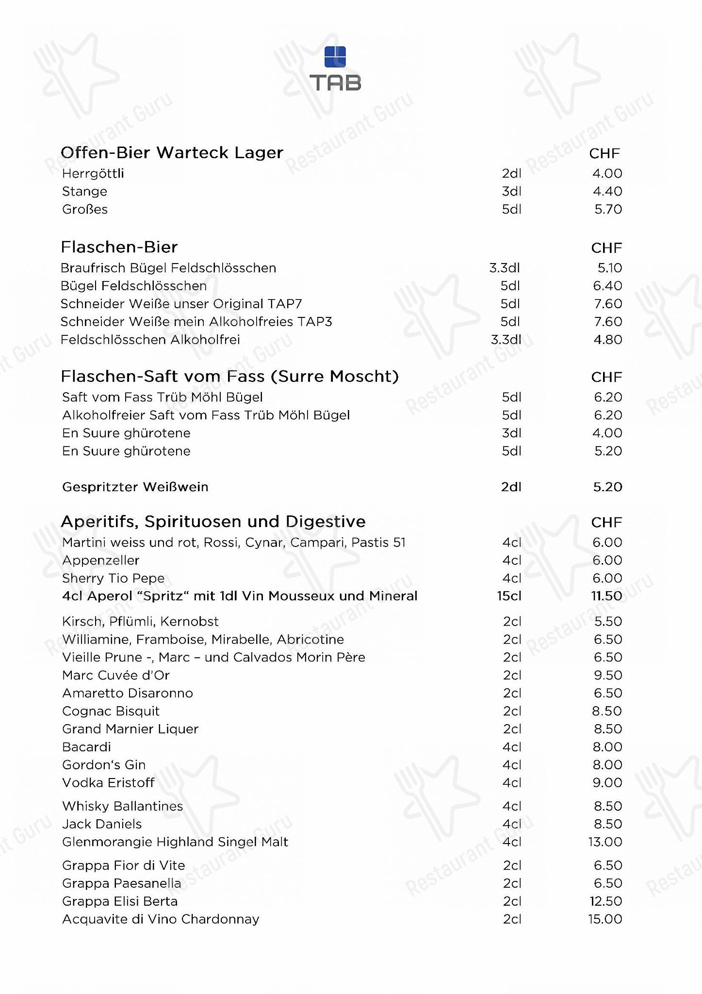 Wine Menu Sportcenter TAB