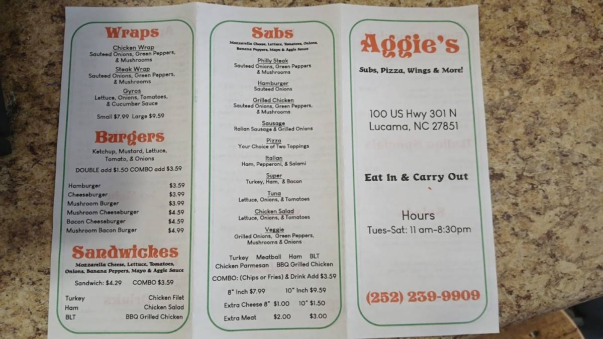 Aggie's Steak меню