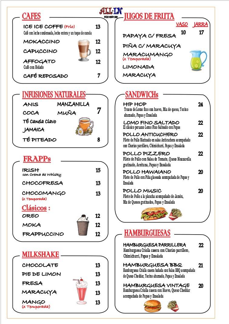 All In Pizza Resto Bar меню