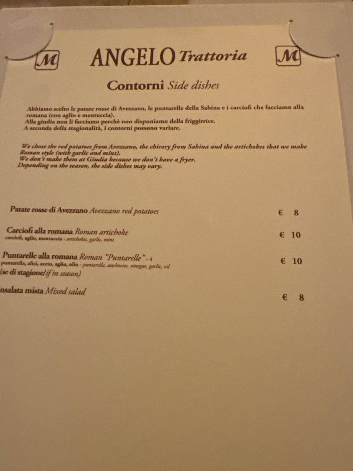 Angelo's меню