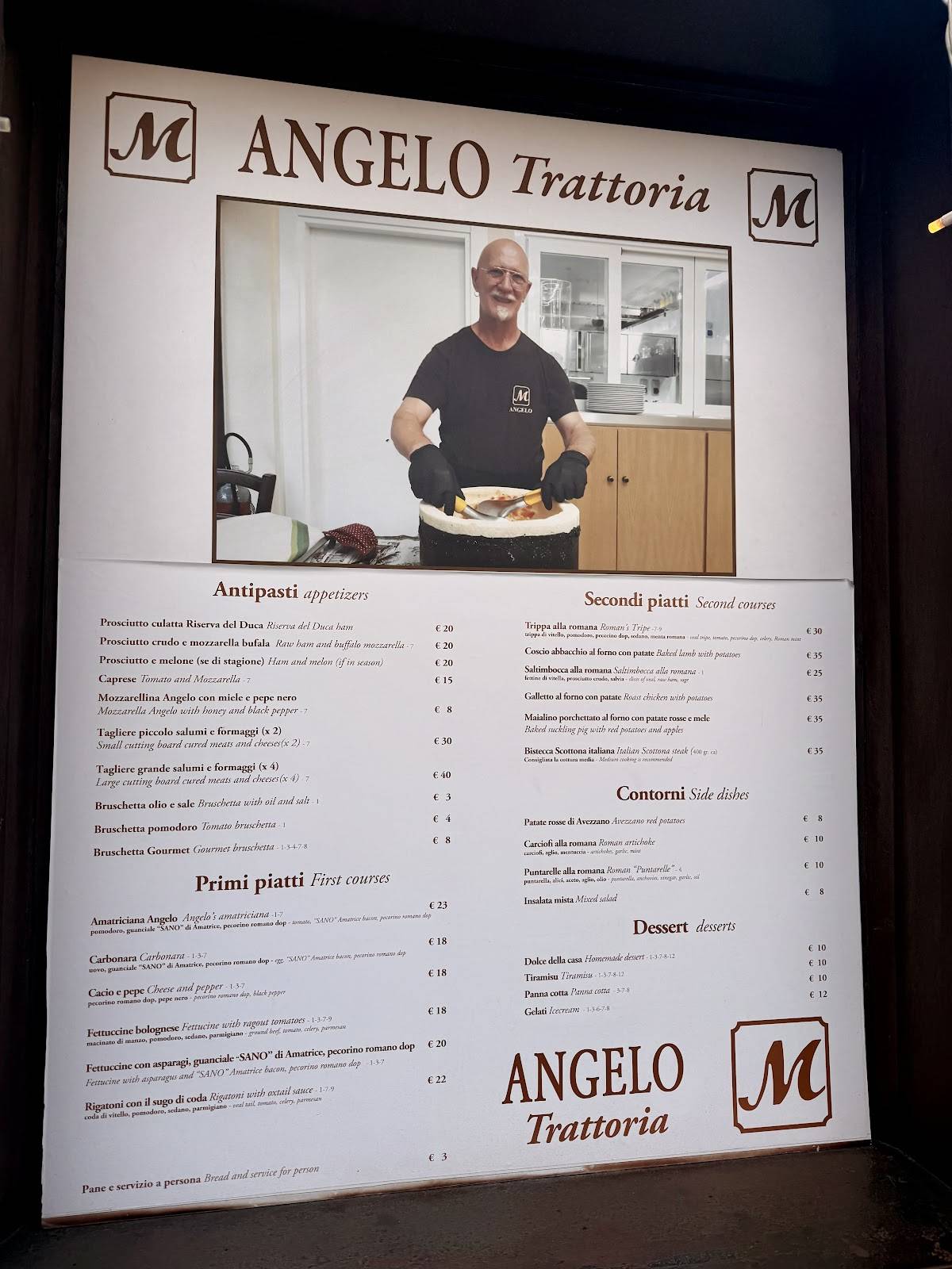 Angelo's меню