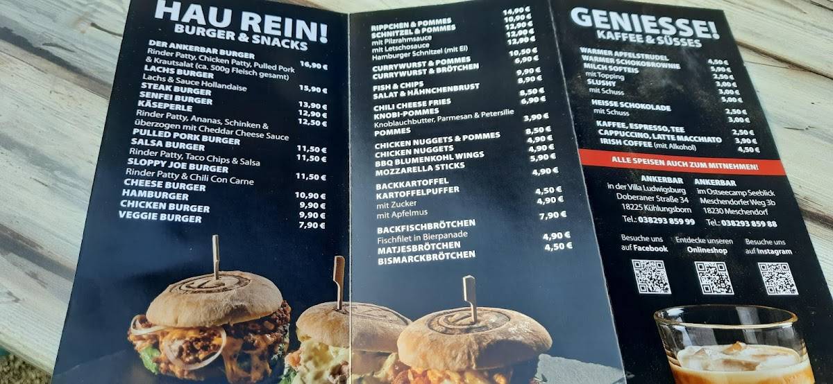 Ankerbar GmbH меню