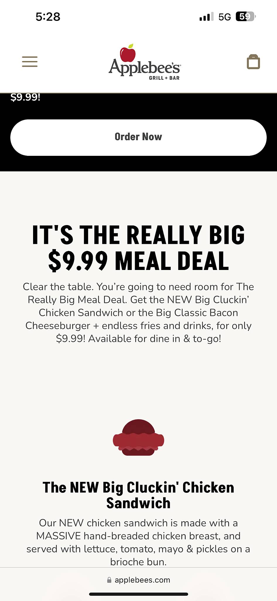 Applebee's Grill + Bar меню