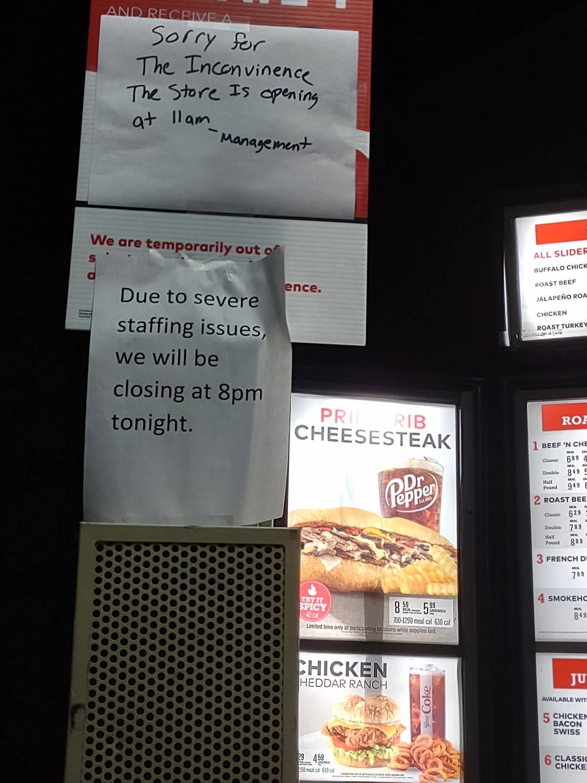 Arby's меню